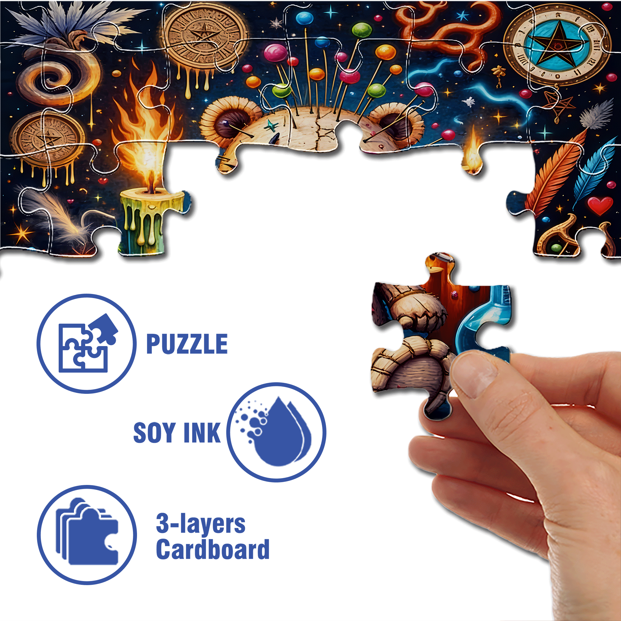 Voodoo Ritual 500pcs/1000pcs Jigsaw Puzzle, Scratch-Resistant, Interactive Family Game & Brain-Boosting DIY Decor, Perfect for Halloween, Christmas & New Year Gifts, Family Puzzle Game