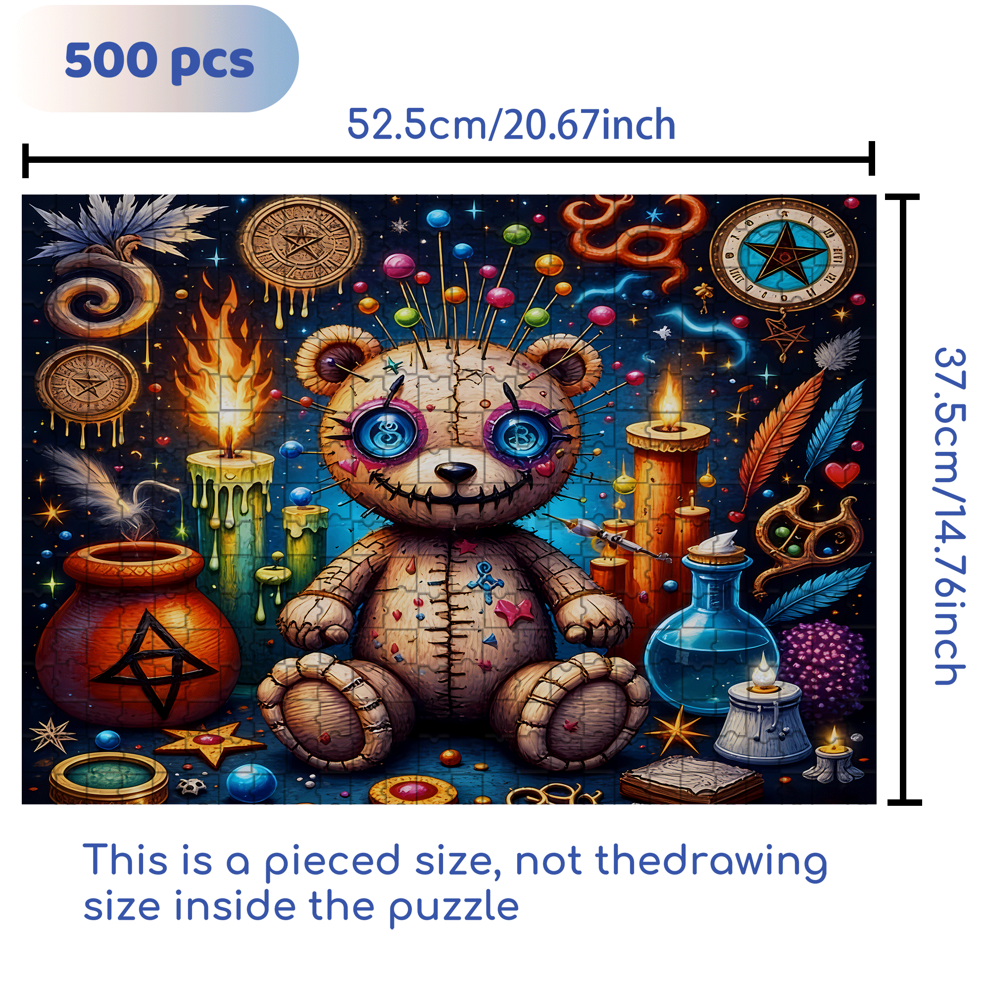 Voodoo Ritual 500pcs/1000pcs Jigsaw Puzzle, Scratch-Resistant, Interactive Family Game & Brain-Boosting DIY Decor, Perfect for Halloween, Christmas & New Year Gifts, Family Puzzle Game