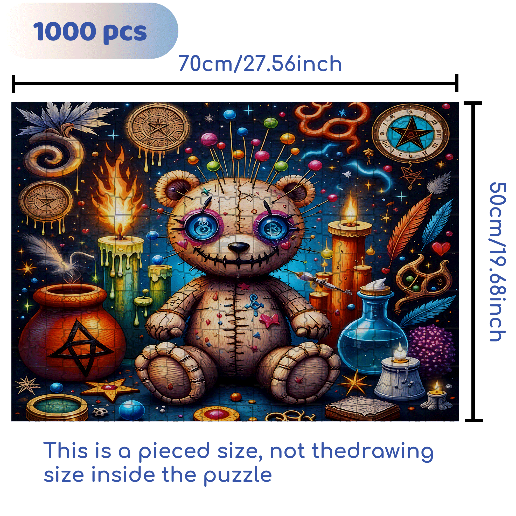 Voodoo Ritual 500pcs/1000pcs Jigsaw Puzzle, Scratch-Resistant, Interactive Family Game & Brain-Boosting DIY Decor, Perfect for Halloween, Christmas & New Year Gifts, Family Puzzle Game
