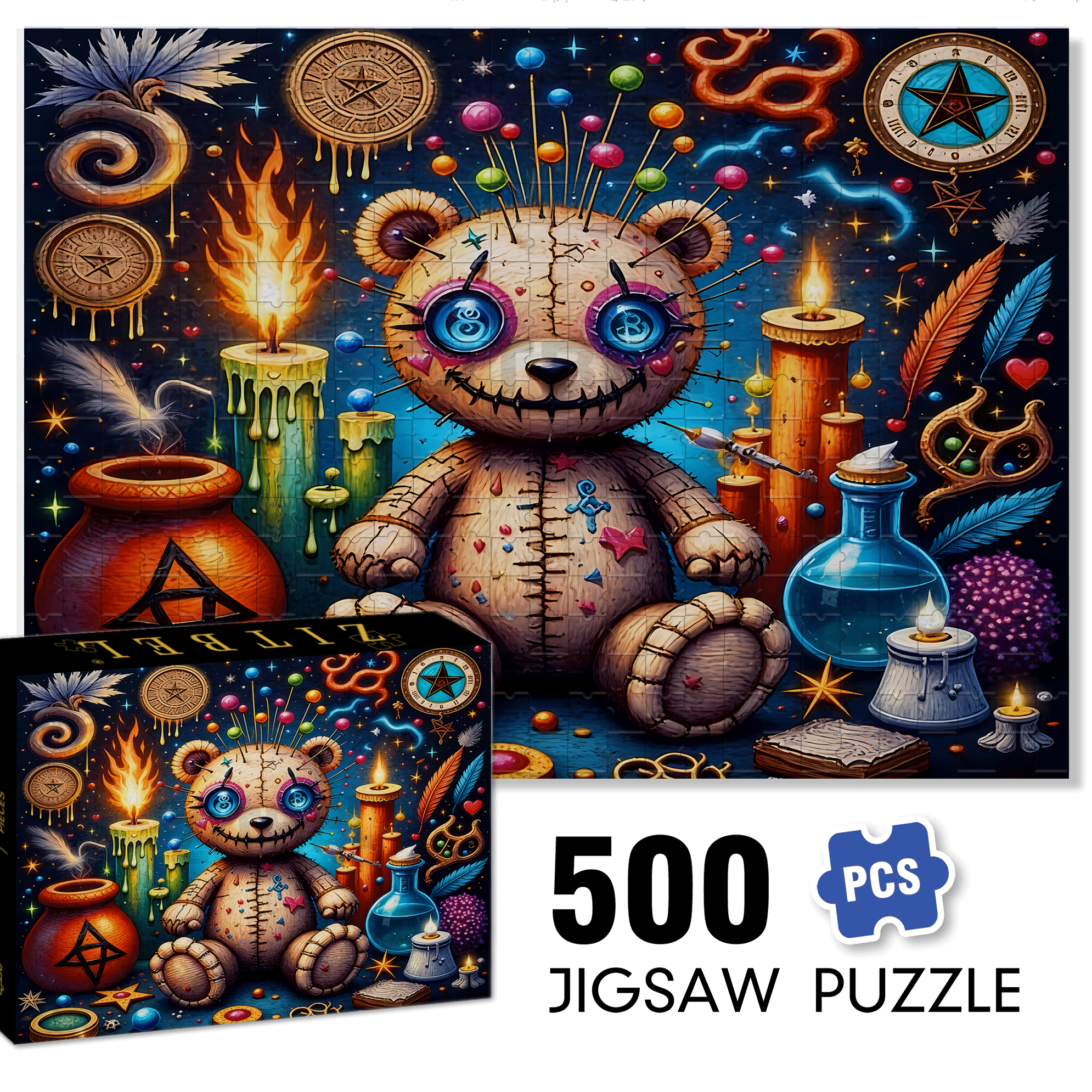 Voodoo Ritual 500pcs/1000pcs Jigsaw Puzzle, Scratch-Resistant, Interactive Family Game & Brain-Boosting DIY Decor, Perfect for Halloween, Christmas & New Year Gifts, Family Puzzle Game