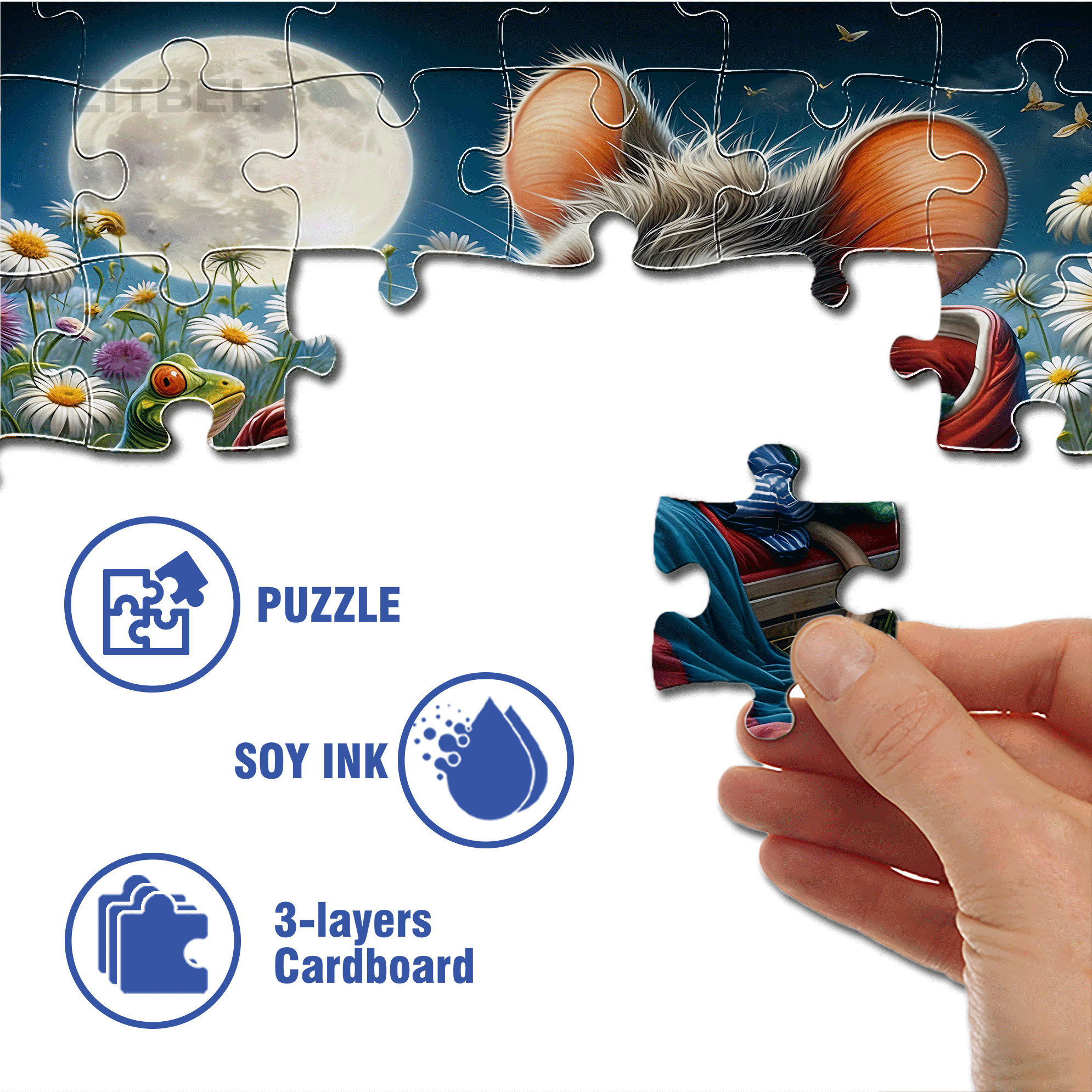 Whimsical Mouse Under the Moon 500pcs/1000pcs Jigsaw Puzzle, Scratch-Resistant, Interactive Family Game & Brain-Boosting DIY Decor, Perfect for Halloween, Christmas & New Year Gifts, Family Puzzle Game