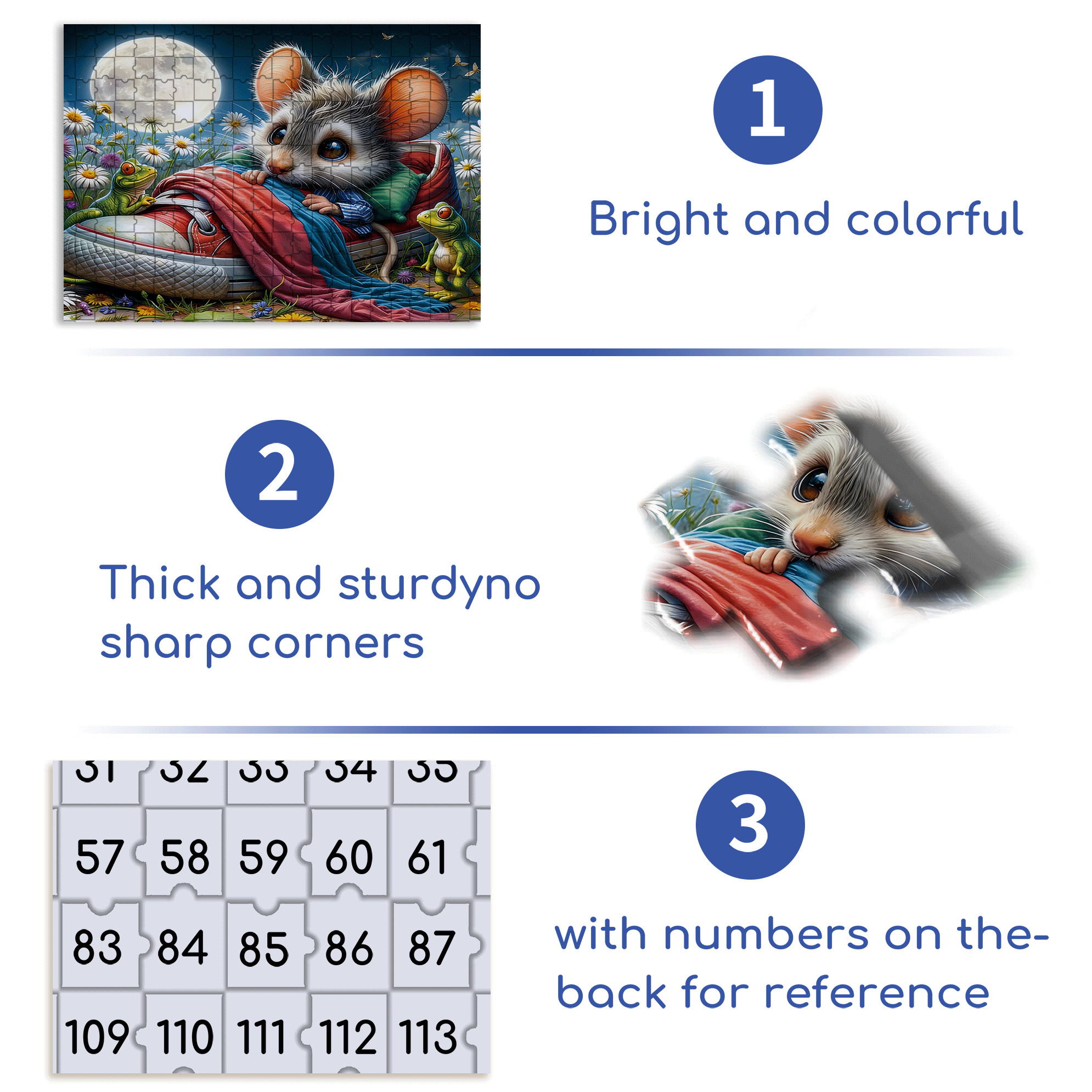 Whimsical Mouse Under the Moon 500pcs/1000pcs Jigsaw Puzzle, Scratch-Resistant, Interactive Family Game & Brain-Boosting DIY Decor, Perfect for Halloween, Christmas & New Year Gifts, Family Puzzle Game