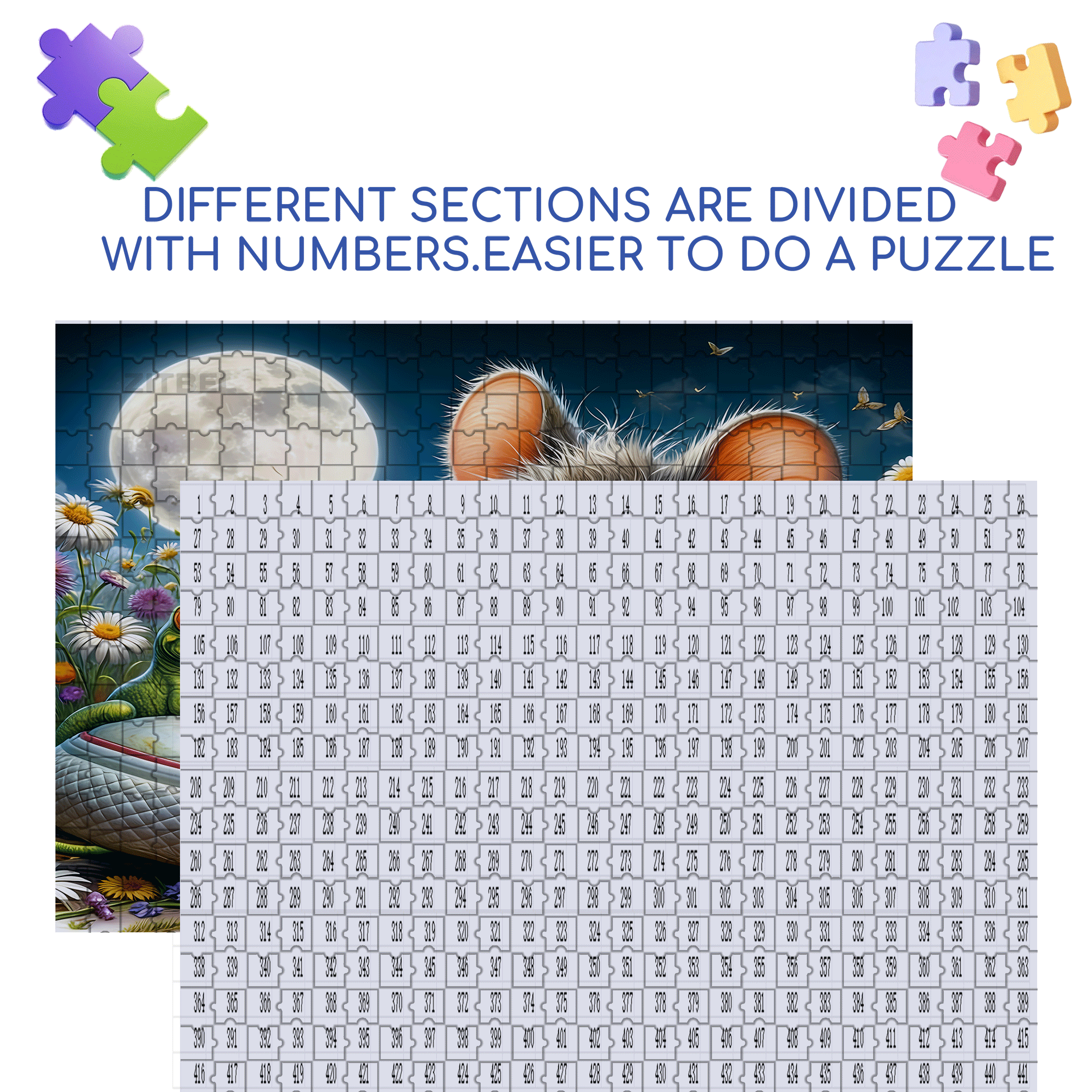 Whimsical Mouse Under the Moon 500pcs/1000pcs Jigsaw Puzzle, Scratch-Resistant, Interactive Family Game & Brain-Boosting DIY Decor, Perfect for Halloween, Christmas & New Year Gifts, Family Puzzle Game