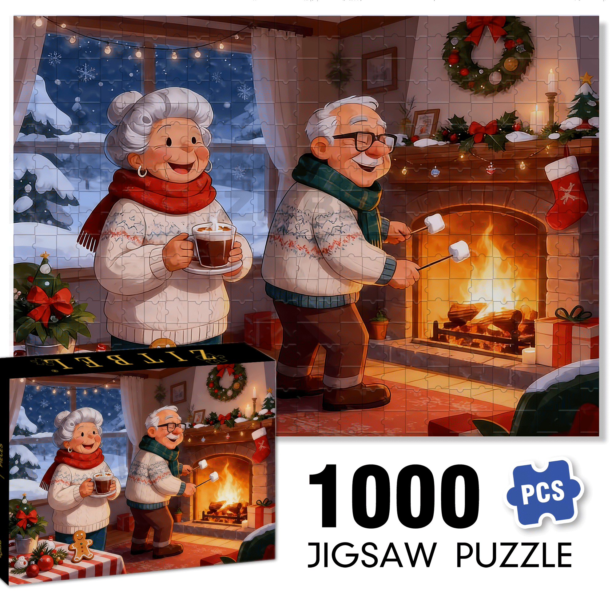 Winter Christmas 500pcs/1000pcs Jigsaw Puzzle, Scratch-Resistant, Interactive Family Game & Brain-Boosting DIY Decor, Perfect for Halloween, Christmas & New Year Gifts, Family Puzzle Game
