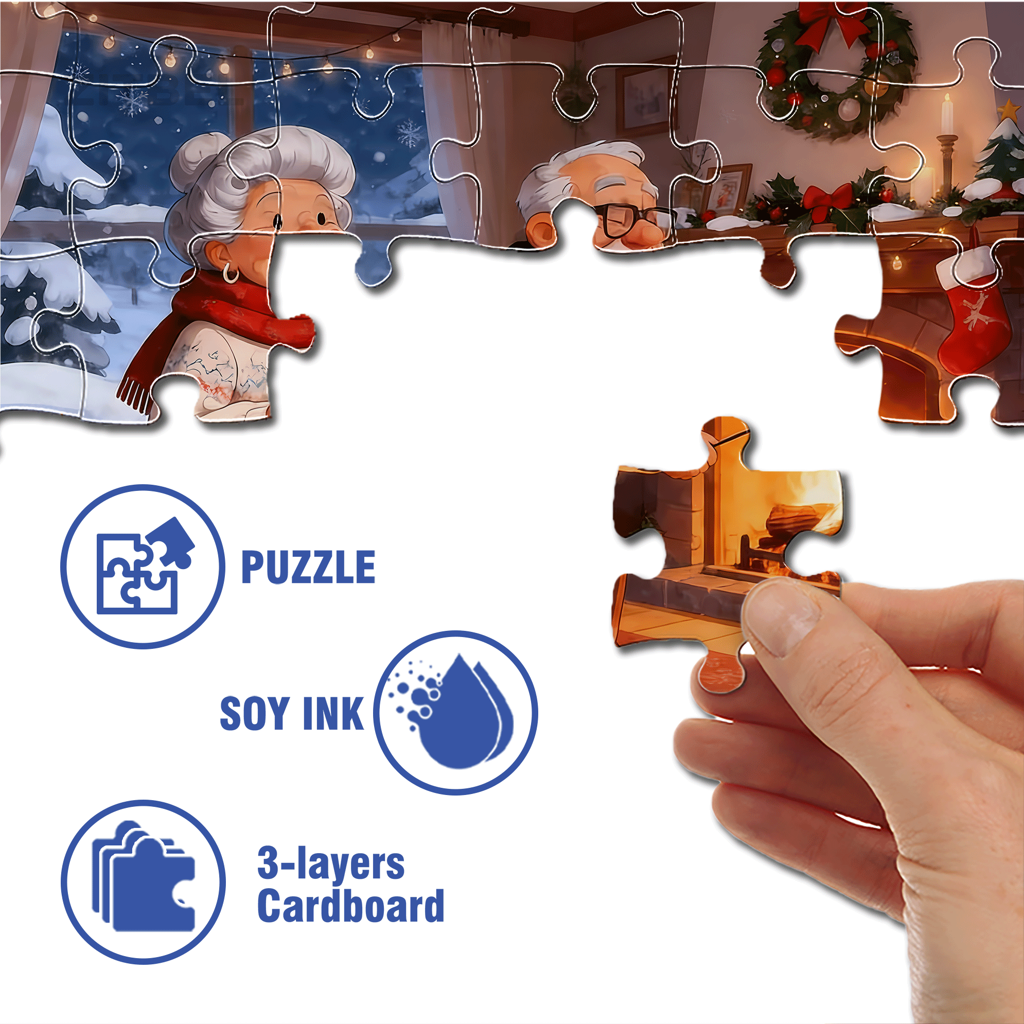 Winter Christmas 500pcs/1000pcs Jigsaw Puzzle, Scratch-Resistant, Interactive Family Game & Brain-Boosting DIY Decor, Perfect for Halloween, Christmas & New Year Gifts, Family Puzzle Game