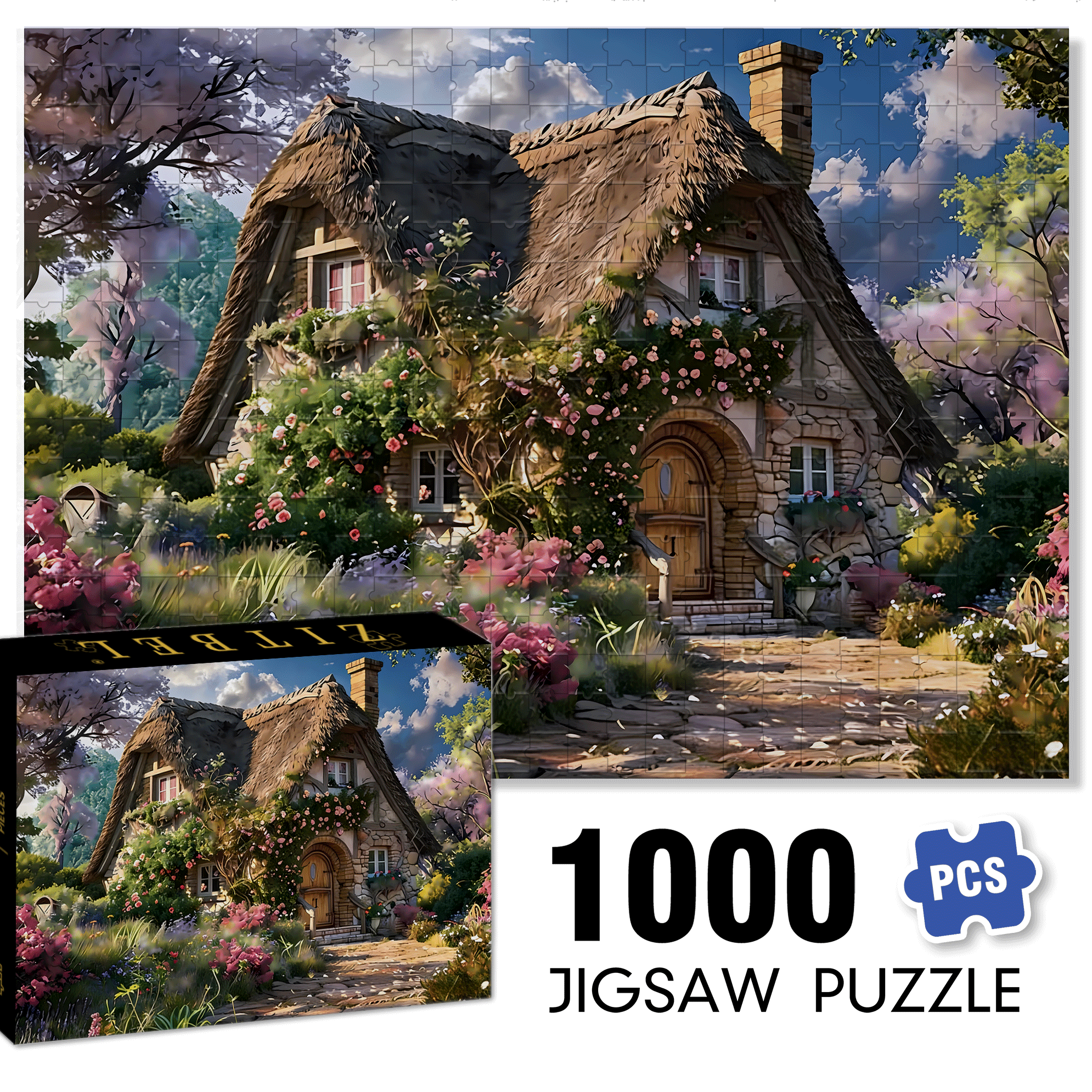 Wrapped Cottage 500pcs/1000pcs Jigsaw Puzzle, Scratch-Resistant, Interactive Family Game & Brain-Boosting DIY Decor, Perfect for Halloween, Christmas & New Year Gifts, Family Puzzle Game