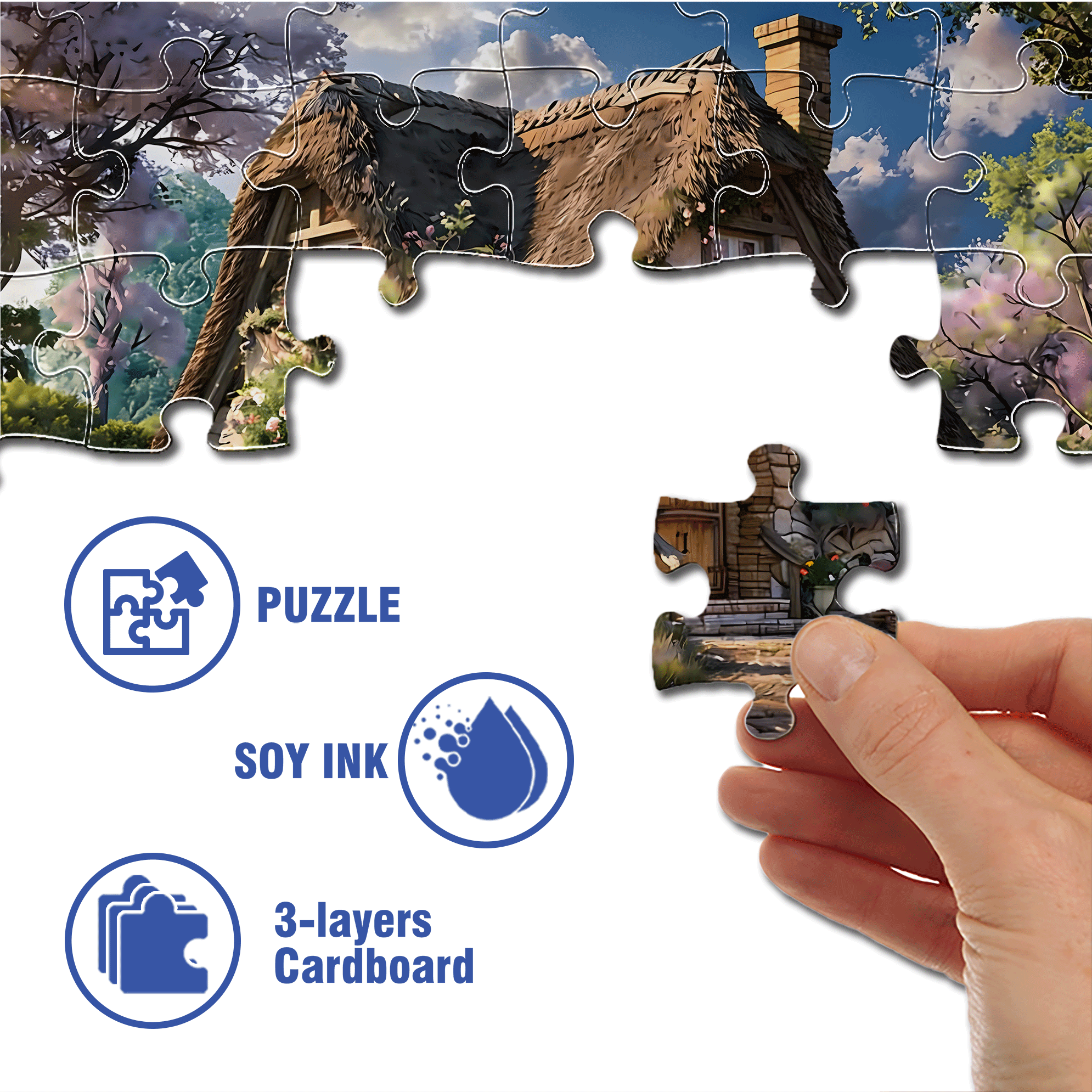 Wrapped Cottage 500pcs/1000pcs Jigsaw Puzzle, Scratch-Resistant, Interactive Family Game & Brain-Boosting DIY Decor, Perfect for Halloween, Christmas & New Year Gifts, Family Puzzle Game
