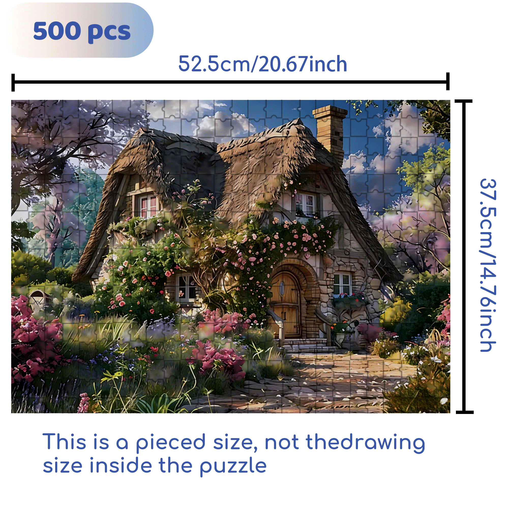 Wrapped Cottage 500pcs/1000pcs Jigsaw Puzzle, Scratch-Resistant, Interactive Family Game & Brain-Boosting DIY Decor, Perfect for Halloween, Christmas & New Year Gifts, Family Puzzle Game