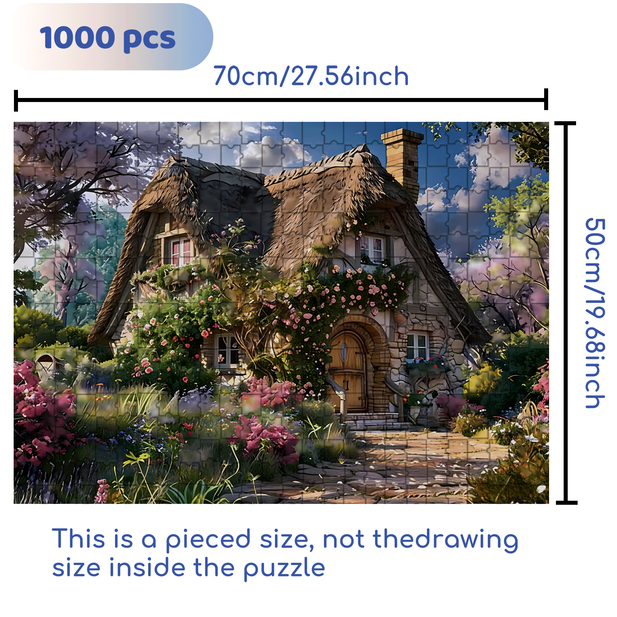 Wrapped Cottage 500pcs/1000pcs Jigsaw Puzzle, Scratch-Resistant, Interactive Family Game & Brain-Boosting DIY Decor, Perfect for Halloween, Christmas & New Year Gifts, Family Puzzle Game