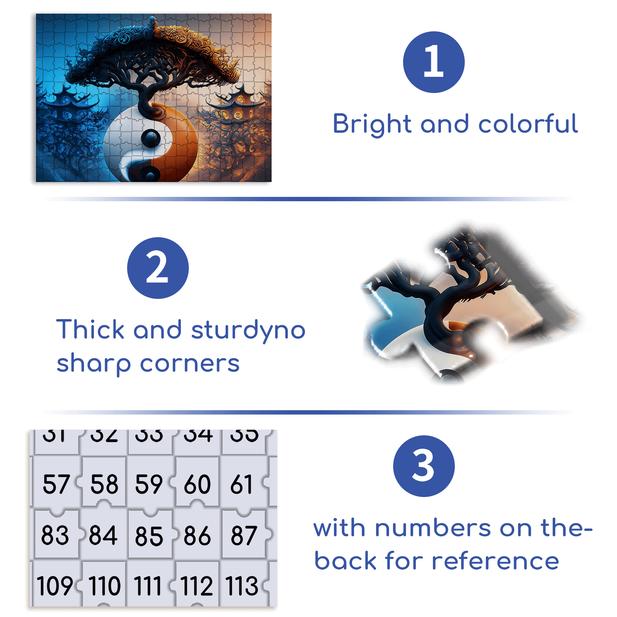 Yin And Yang Poles 500pcs/1000pcs Jigsaw Puzzle, Scratch-Resistant, Interactive Family Game & Brain-Boosting DIY Decor, Perfect for Halloween, Christmas & New Year Gifts, Family Puzzle Game