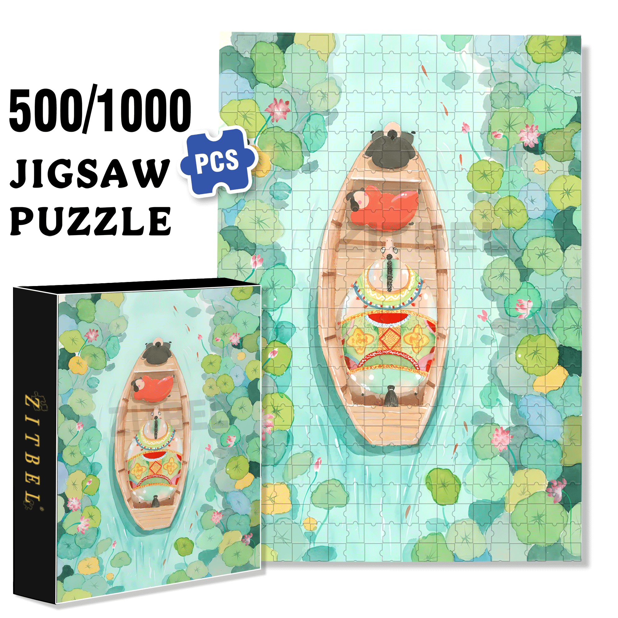 A Fat Horse On The Boat 500pcs/1000pcs Jigsaw Puzzle, Scratch-Resistant, Interactive Family Game & Brain-Boosting DIY Decor, Perfect for Halloween, Christmas & New Year Gifts, Family Puzzle Game