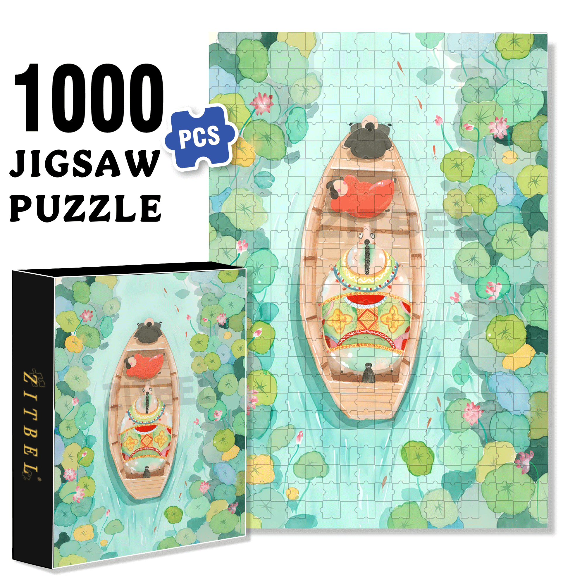 A Fat Horse On The Boat 500pcs/1000pcs Jigsaw Puzzle, Scratch-Resistant, Interactive Family Game & Brain-Boosting DIY Decor, Perfect for Halloween, Christmas & New Year Gifts, Family Puzzle Game
