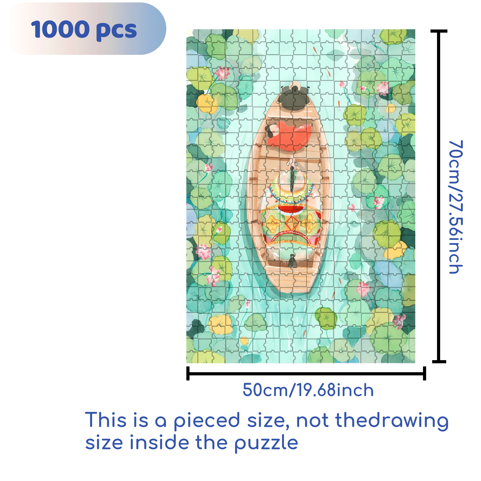 A Fat Horse On The Boat 500pcs/1000pcs Jigsaw Puzzle, Scratch-Resistant, Interactive Family Game & Brain-Boosting DIY Decor, Perfect for Halloween, Christmas & New Year Gifts, Family Puzzle Game