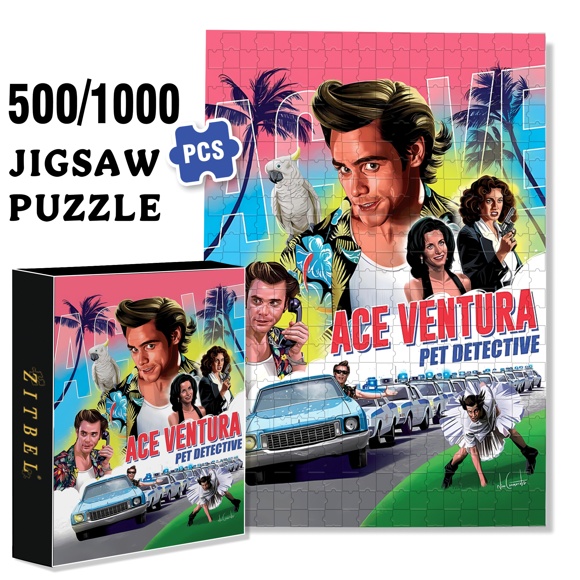 Ace Ventura 500pcs/1000pcs Jigsaw Puzzle, Scratch-Resistant, Interactive Family Game & Brain-Boosting DIY Decor, Perfect for Halloween, Christmas & New Year Gifts, Family Puzzle Game