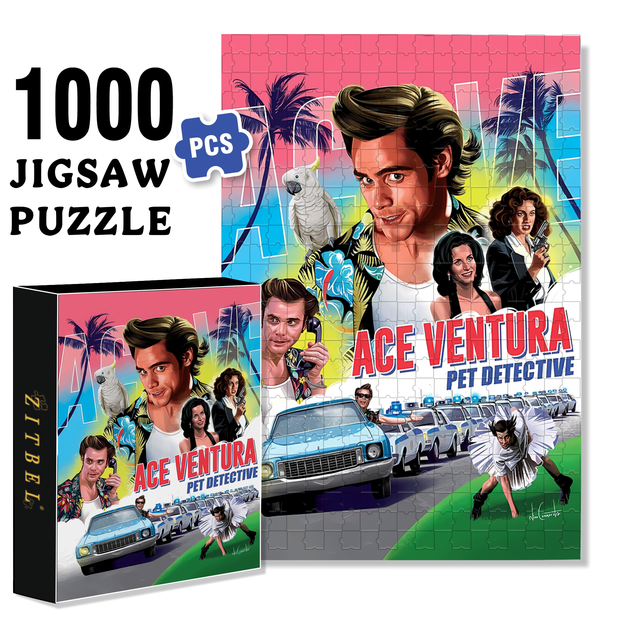 Ace Ventura 500pcs/1000pcs Jigsaw Puzzle, Scratch-Resistant, Interactive Family Game & Brain-Boosting DIY Decor, Perfect for Halloween, Christmas & New Year Gifts, Family Puzzle Game