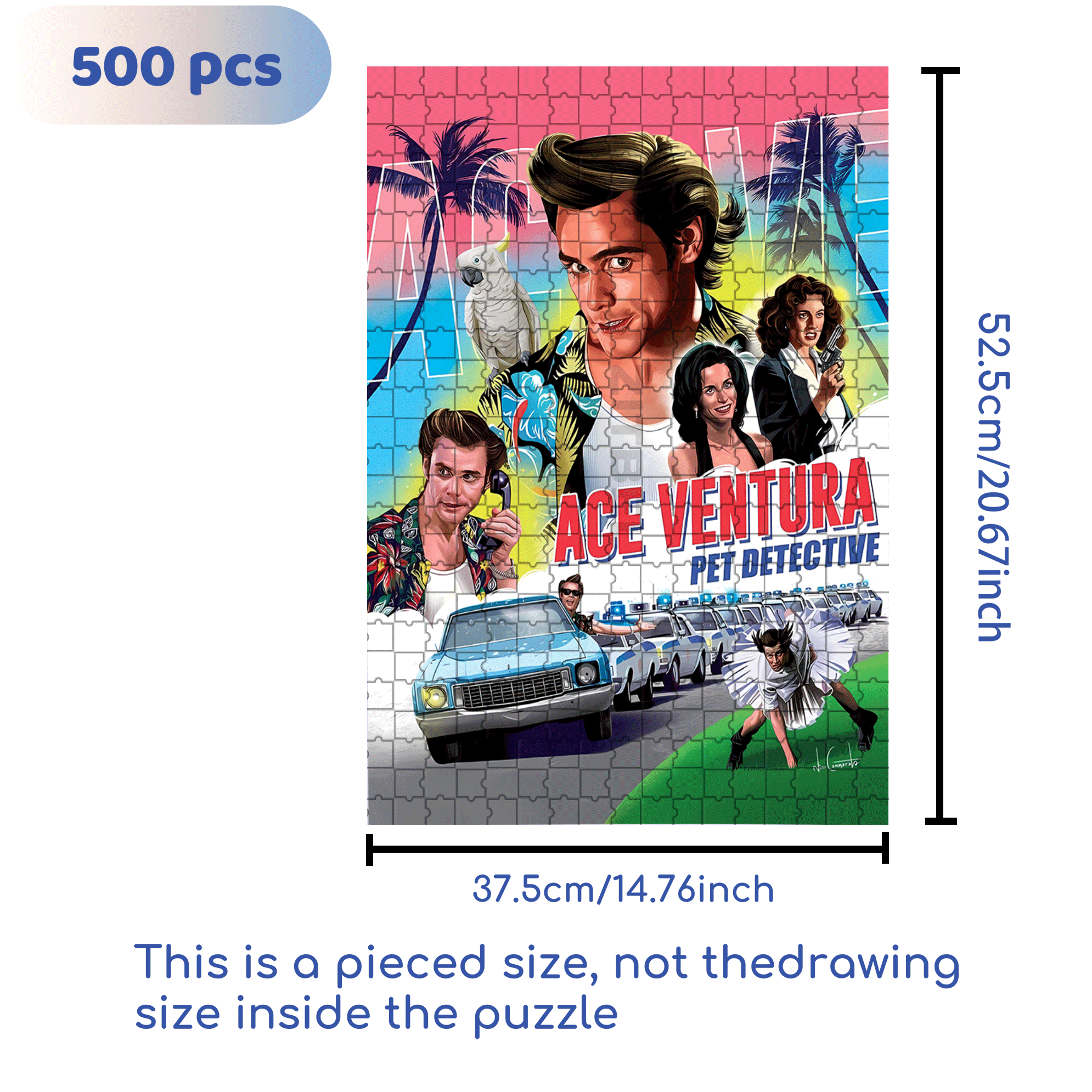 Ace Ventura 500pcs/1000pcs Jigsaw Puzzle, Scratch-Resistant, Interactive Family Game & Brain-Boosting DIY Decor, Perfect for Halloween, Christmas & New Year Gifts, Family Puzzle Game