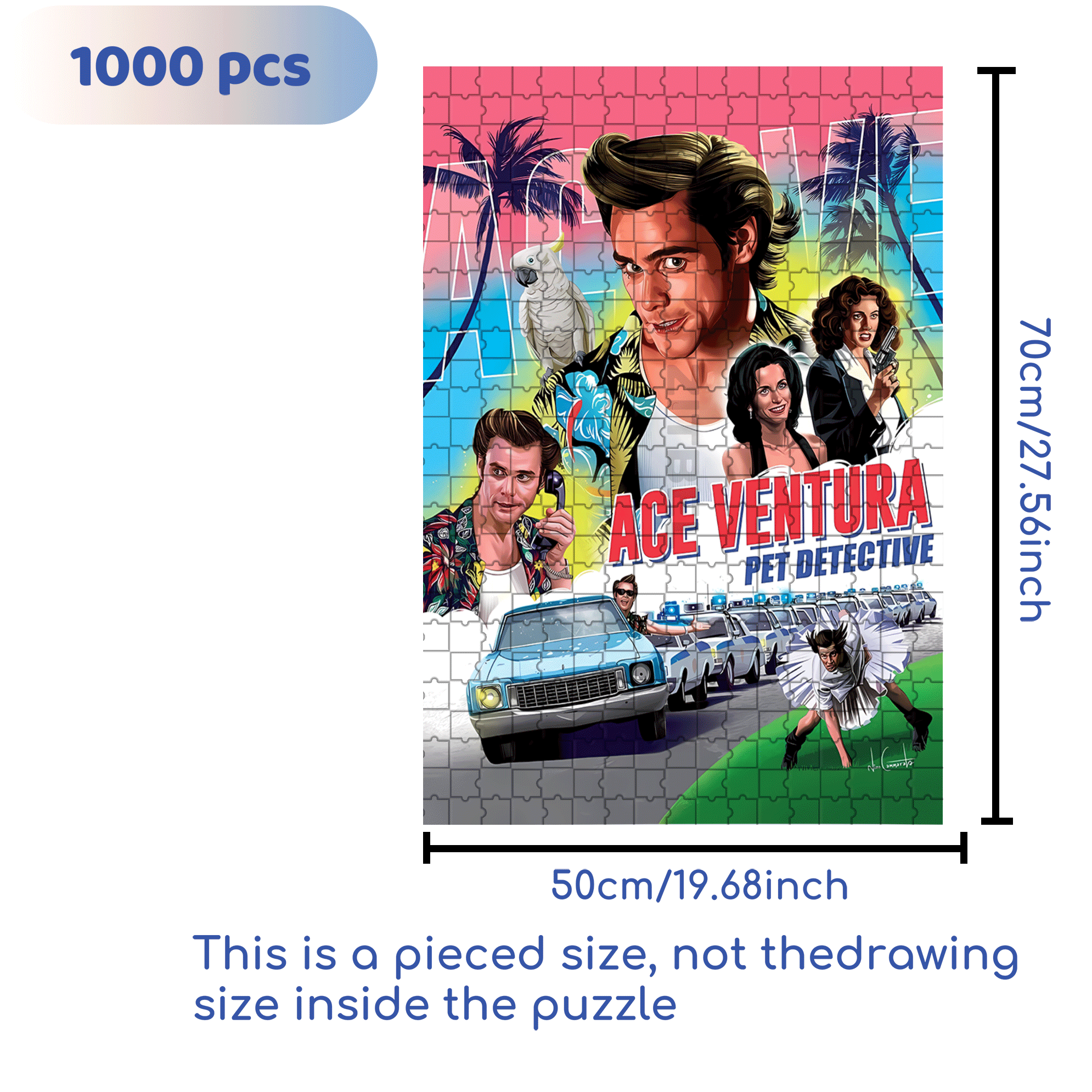 Ace Ventura 500pcs/1000pcs Jigsaw Puzzle, Scratch-Resistant, Interactive Family Game & Brain-Boosting DIY Decor, Perfect for Halloween, Christmas & New Year Gifts, Family Puzzle Game