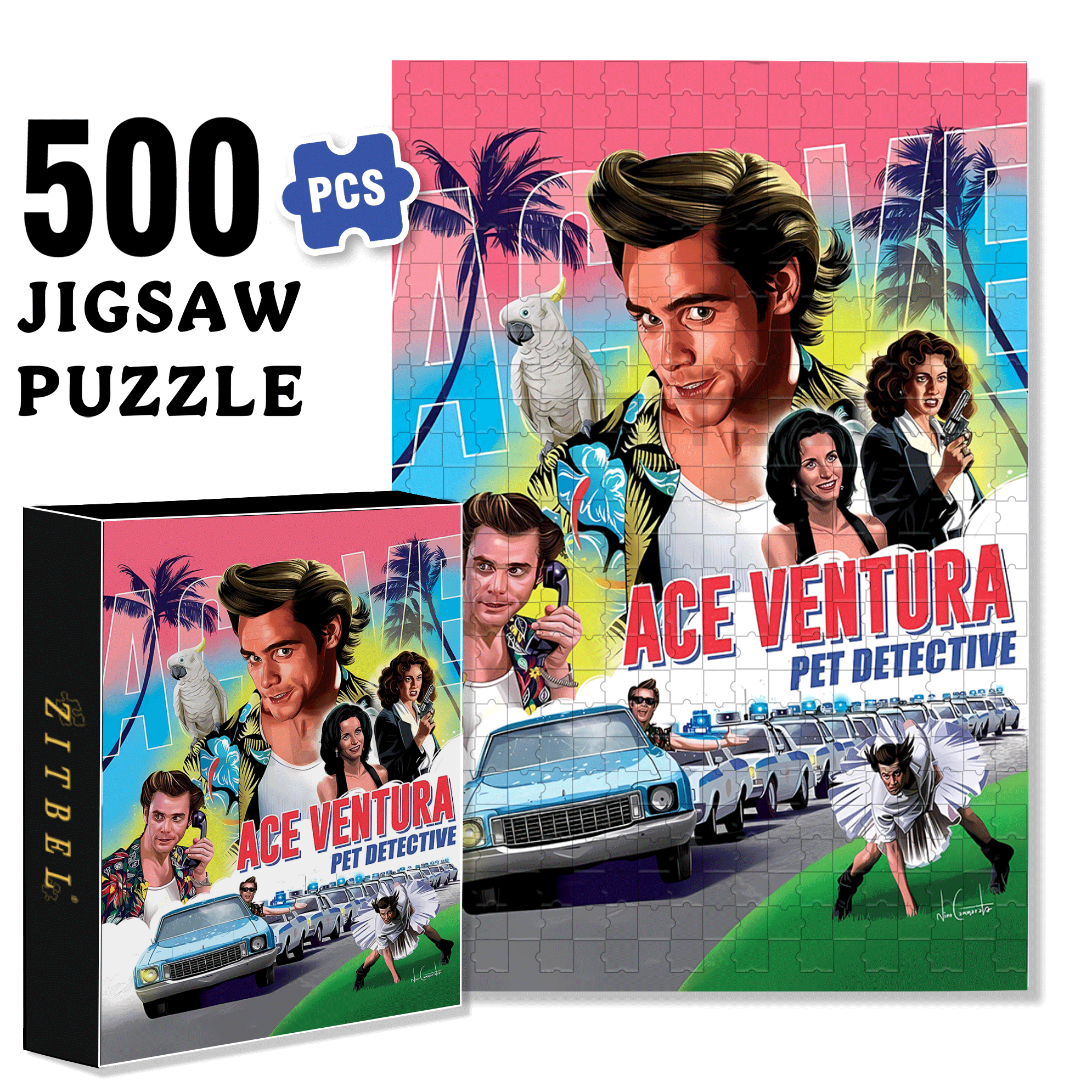 Ace Ventura 500pcs/1000pcs Jigsaw Puzzle, Scratch-Resistant, Interactive Family Game & Brain-Boosting DIY Decor, Perfect for Halloween, Christmas & New Year Gifts, Family Puzzle Game