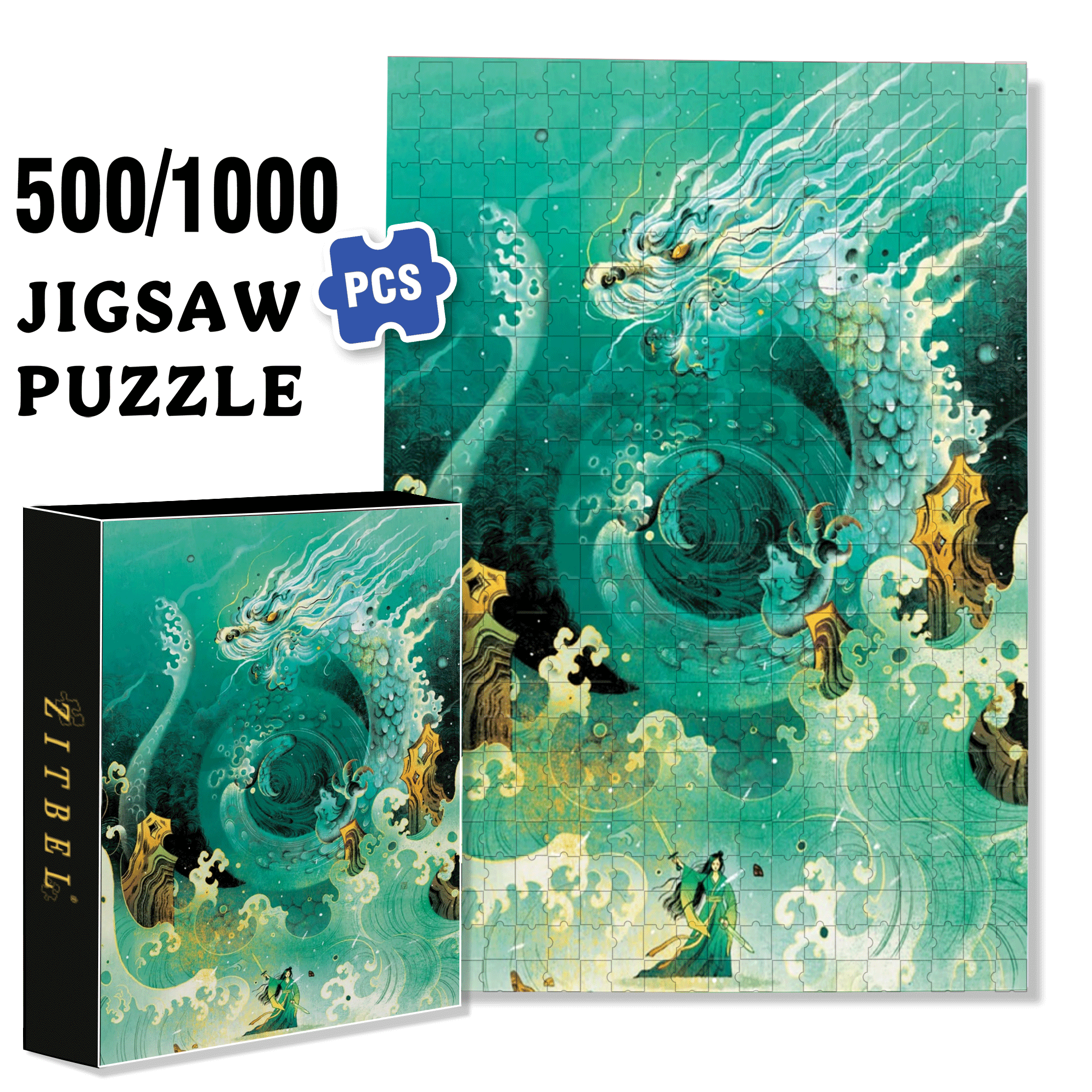 Angry Dragon 500pcs/1000pcs Jigsaw Puzzle, Scratch-Resistant, Interactive Family Game & Brain-Boosting DIY Decor, Perfect for Halloween, Christmas & New Year Gifts, Family Puzzle Game