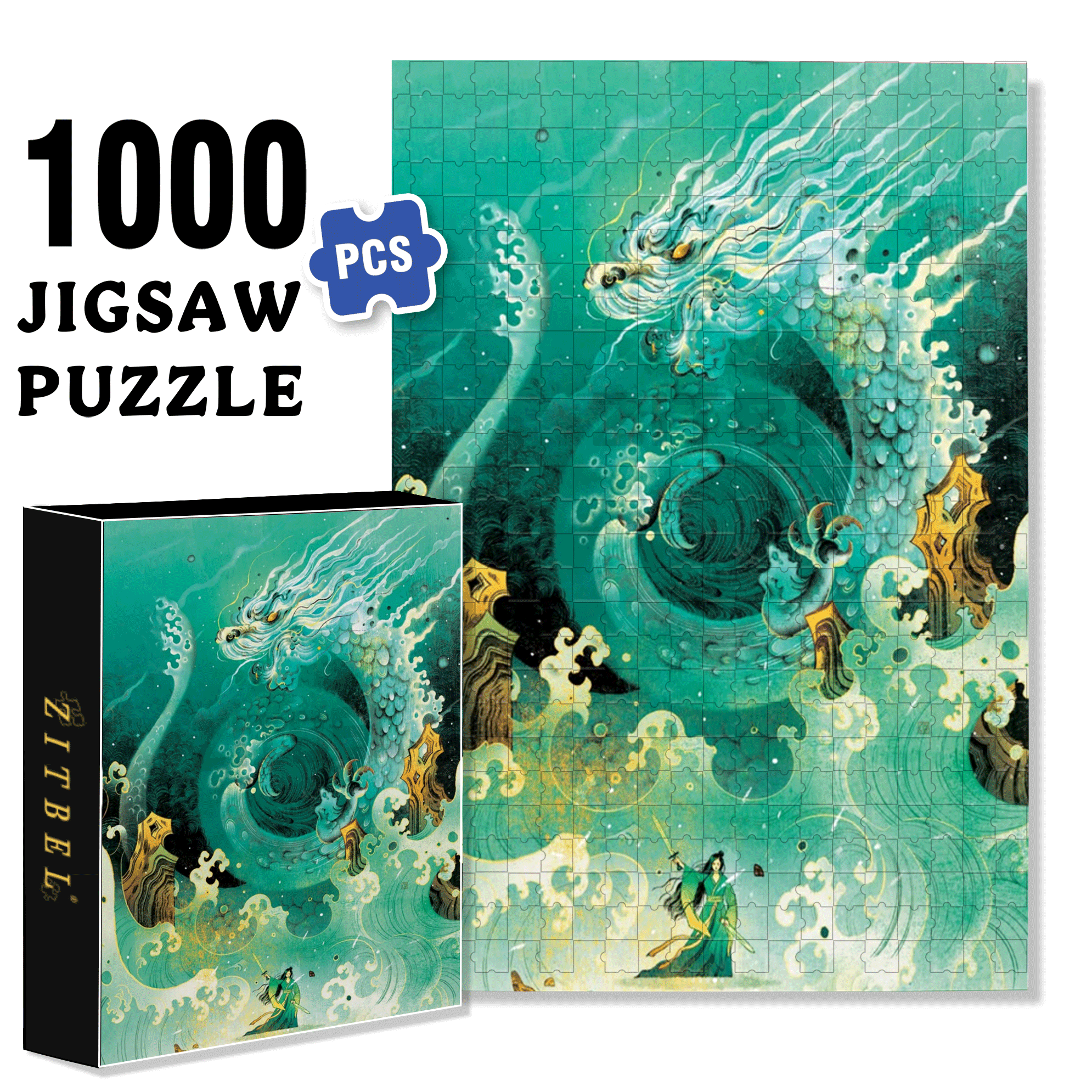 Angry Dragon 500pcs/1000pcs Jigsaw Puzzle, Scratch-Resistant, Interactive Family Game & Brain-Boosting DIY Decor, Perfect for Halloween, Christmas & New Year Gifts, Family Puzzle Game