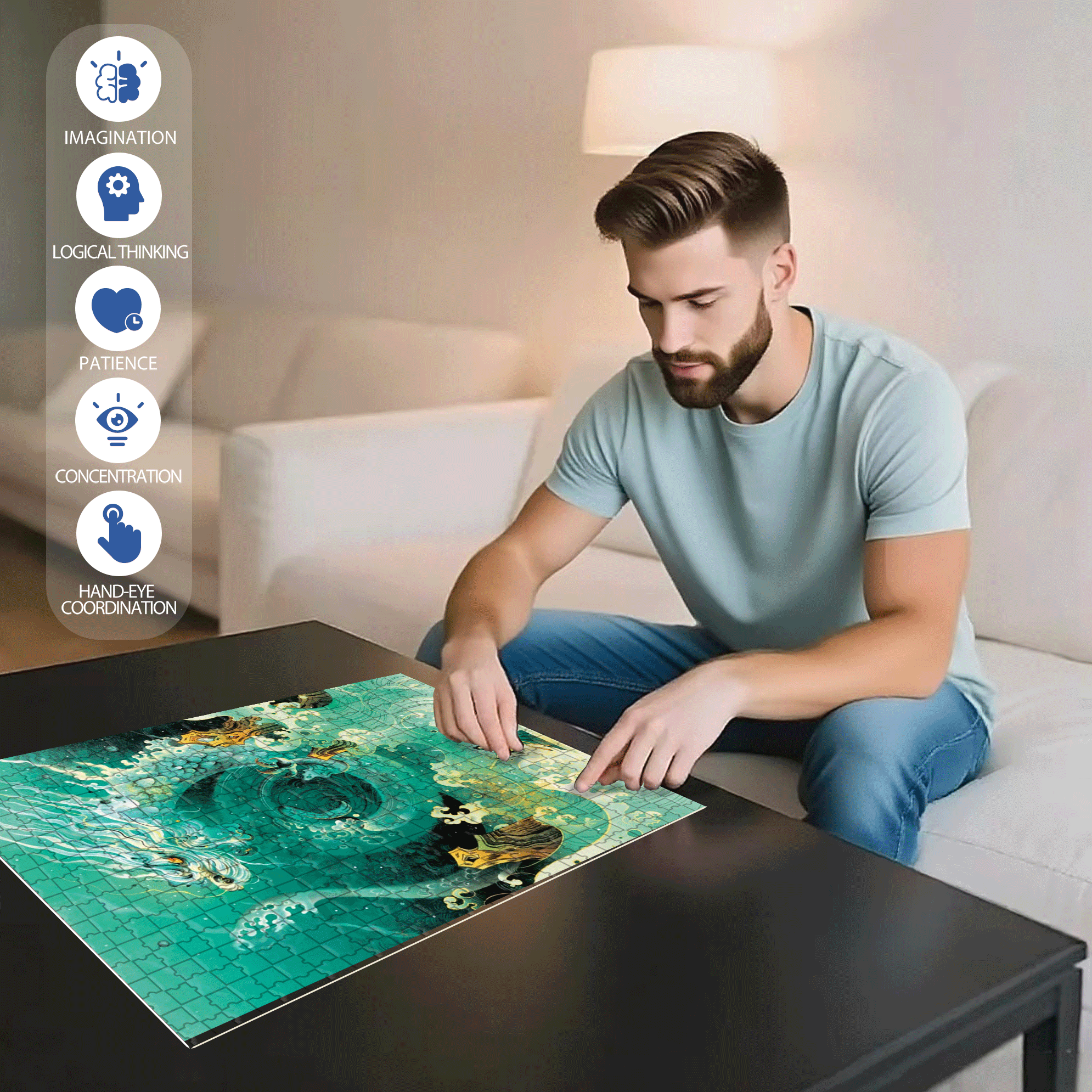 Angry Dragon 500pcs/1000pcs Jigsaw Puzzle, Scratch-Resistant, Interactive Family Game & Brain-Boosting DIY Decor, Perfect for Halloween, Christmas & New Year Gifts, Family Puzzle Game