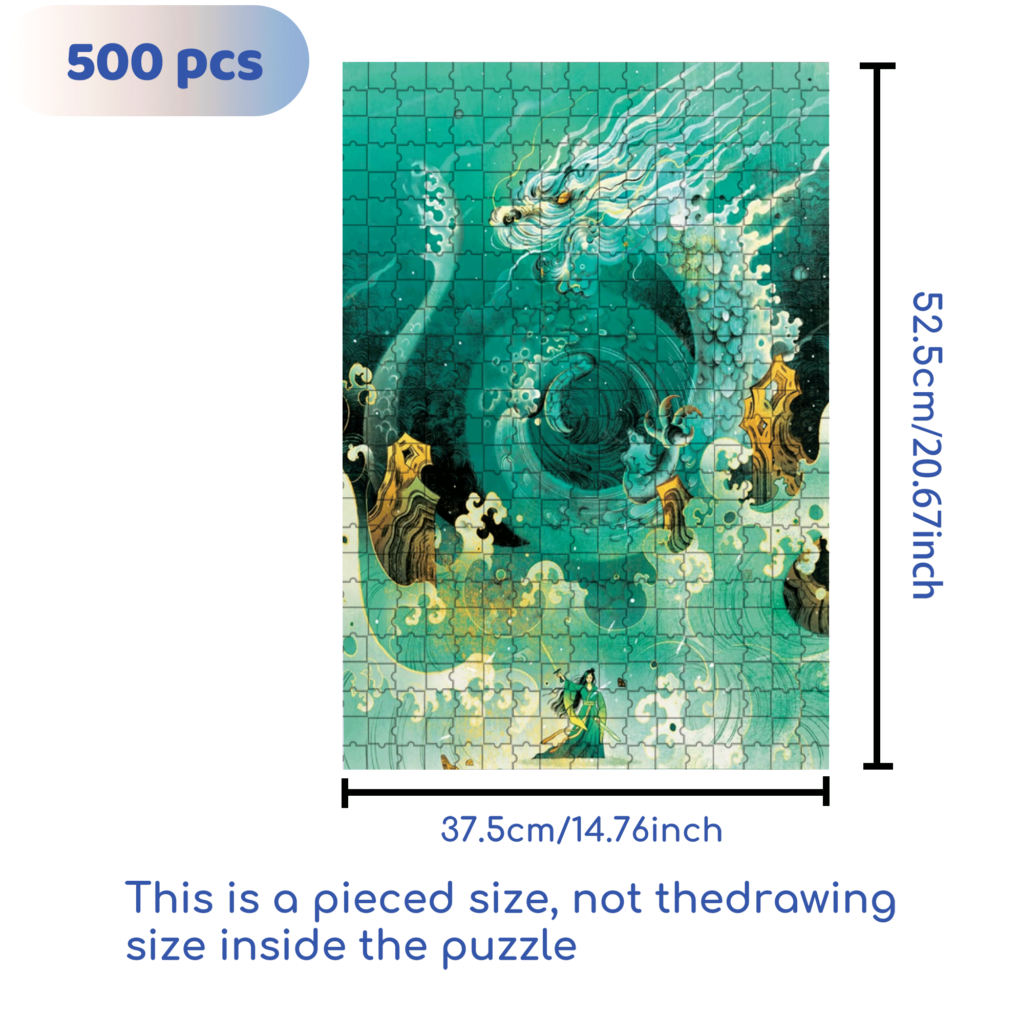 Angry Dragon 500pcs/1000pcs Jigsaw Puzzle, Scratch-Resistant, Interactive Family Game & Brain-Boosting DIY Decor, Perfect for Halloween, Christmas & New Year Gifts, Family Puzzle Game