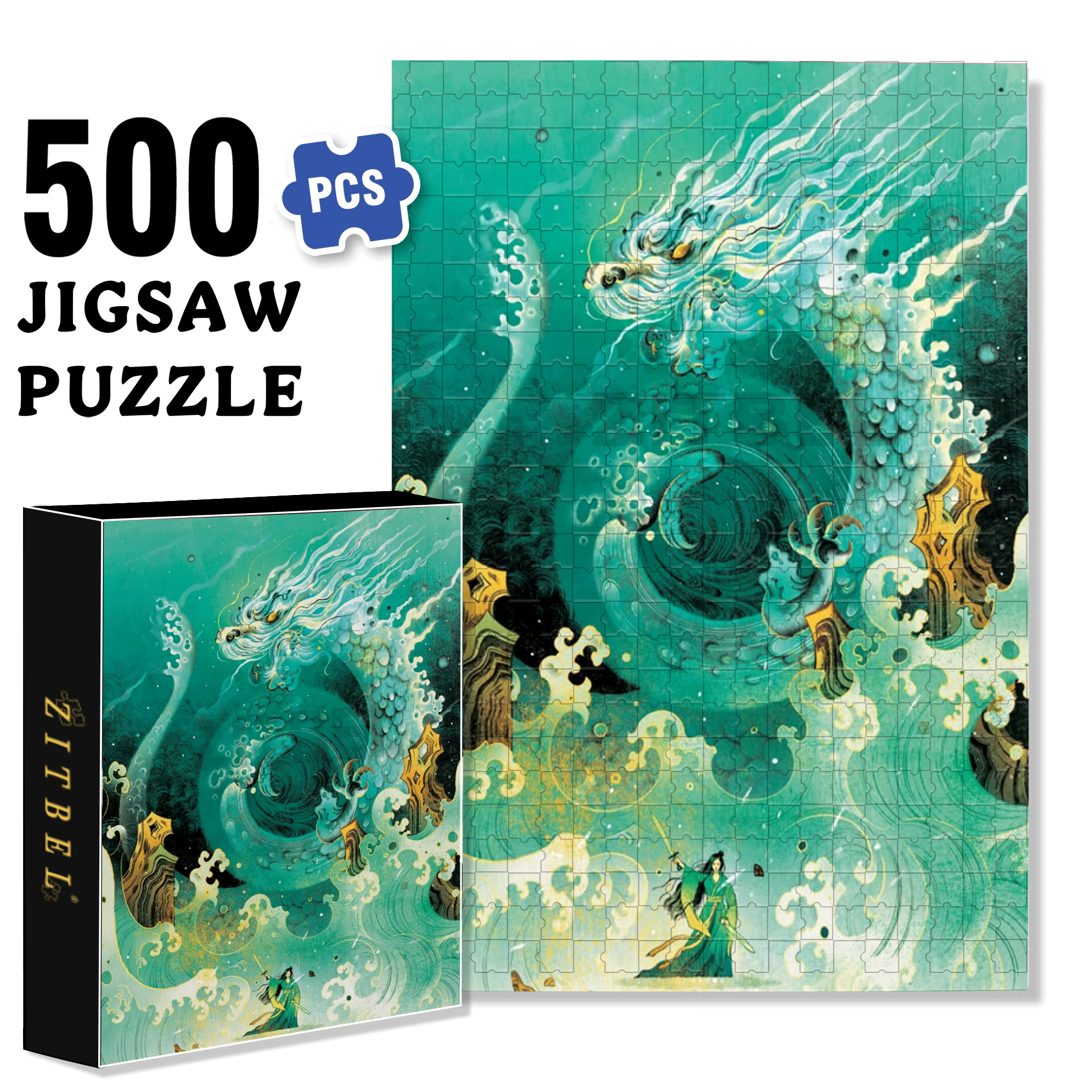 Angry Dragon 500pcs/1000pcs Jigsaw Puzzle, Scratch-Resistant, Interactive Family Game & Brain-Boosting DIY Decor, Perfect for Halloween, Christmas & New Year Gifts, Family Puzzle Game