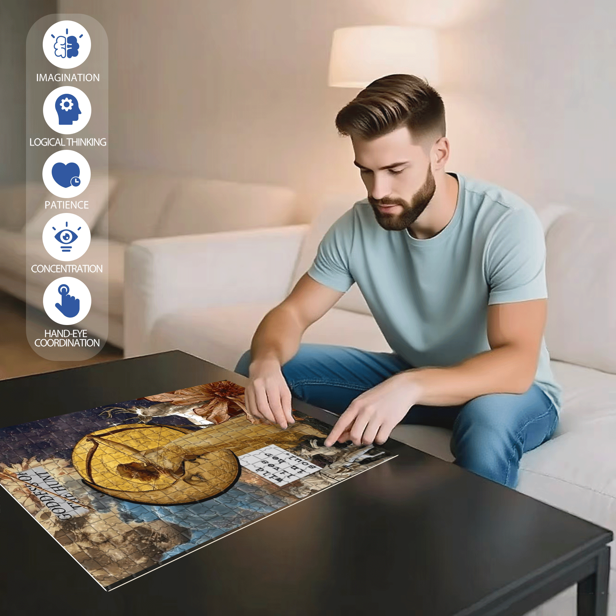 Artemis 500pcs/1000pcs Jigsaw Puzzle, Scratch-Resistant, Interactive Family Game & Brain-Boosting DIY Decor, Perfect for Halloween, Christmas & New Year Gifts, Family Puzzle Game