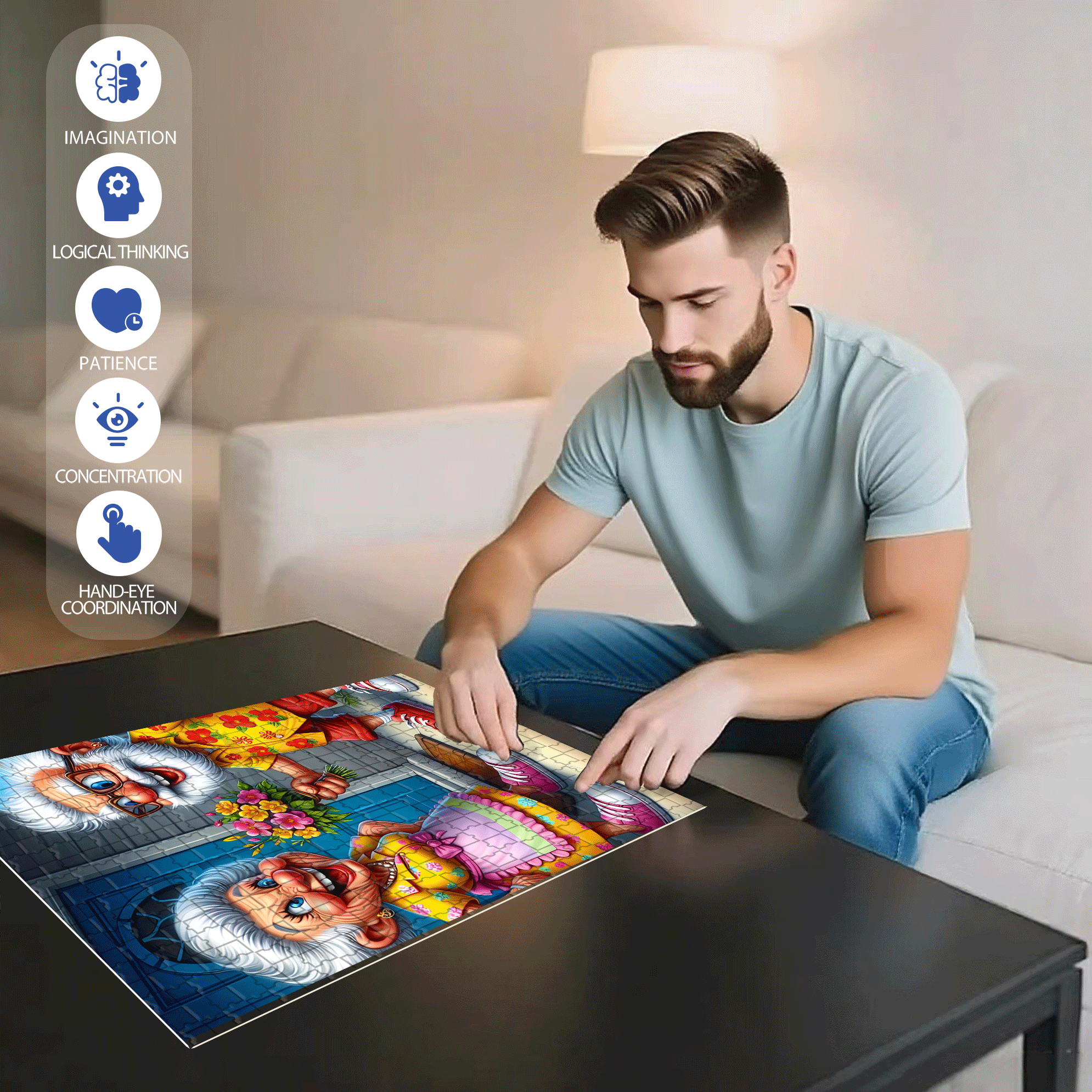 As Romantic As Ever 500pcs/1000pcs Jigsaw Puzzle, Scratch-Resistant, Interactive Family Game & Brain-Boosting DIY Decor, Perfect for Halloween, Christmas & New Year Gifts, Family Puzzle Game