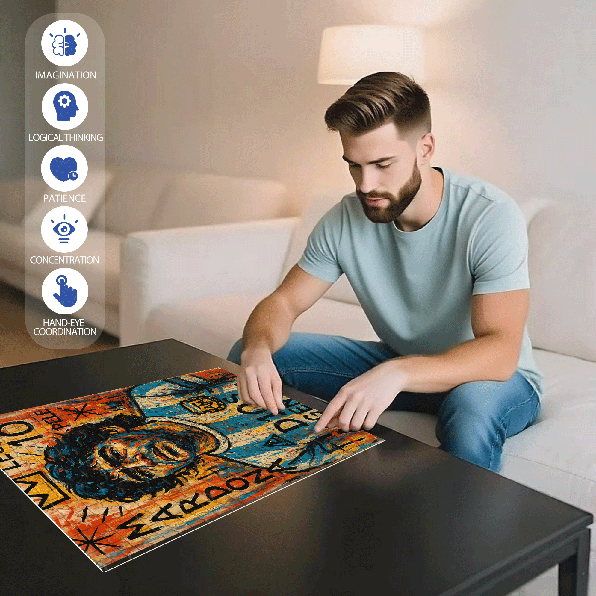 Ayoub Tlemsani 500pcs/1000pcs Jigsaw Puzzle, Scratch-Resistant, Interactive Family Game & Brain-Boosting DIY Decor, Perfect for Halloween, Christmas & New Year Gifts, Family Puzzle Game