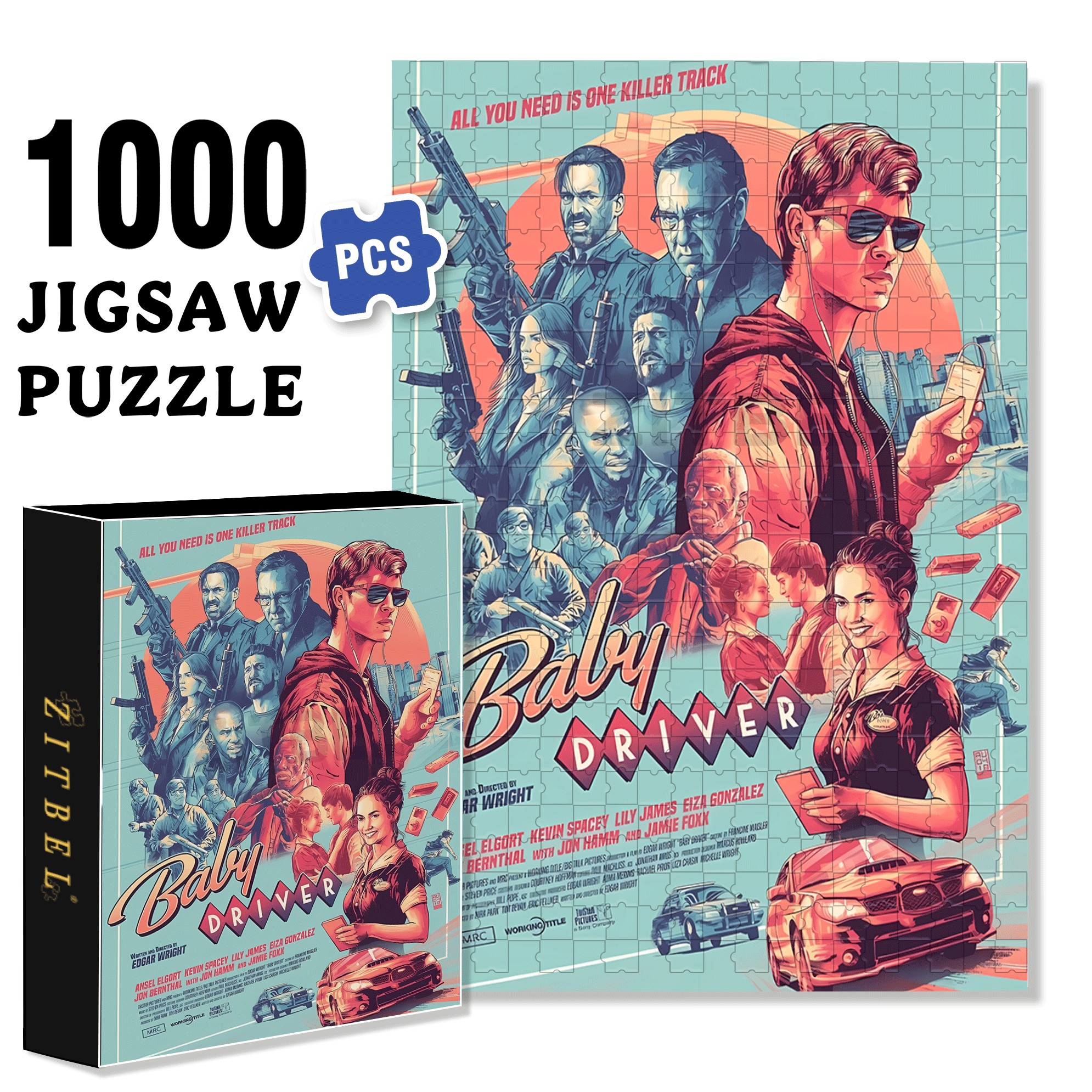 Baby Driver 500pcs/1000pcs Jigsaw Puzzle, Scratch-Resistant, Interactive Family Game & Brain-Boosting DIY Decor, Perfect for Halloween, Christmas & New Year Gifts, Family Puzzle Game
