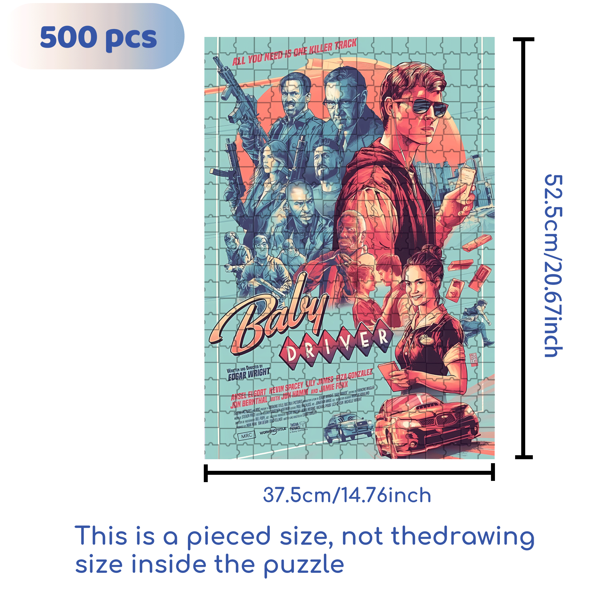 Baby Driver 500pcs/1000pcs Jigsaw Puzzle, Scratch-Resistant, Interactive Family Game & Brain-Boosting DIY Decor, Perfect for Halloween, Christmas & New Year Gifts, Family Puzzle Game
