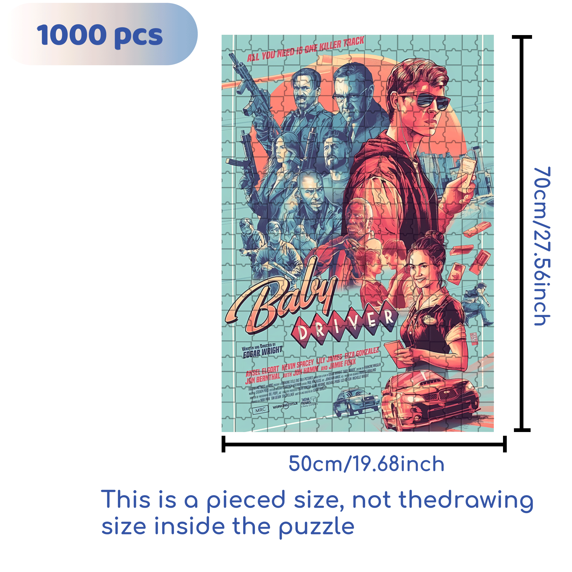 Baby Driver 500pcs/1000pcs Jigsaw Puzzle, Scratch-Resistant, Interactive Family Game & Brain-Boosting DIY Decor, Perfect for Halloween, Christmas & New Year Gifts, Family Puzzle Game