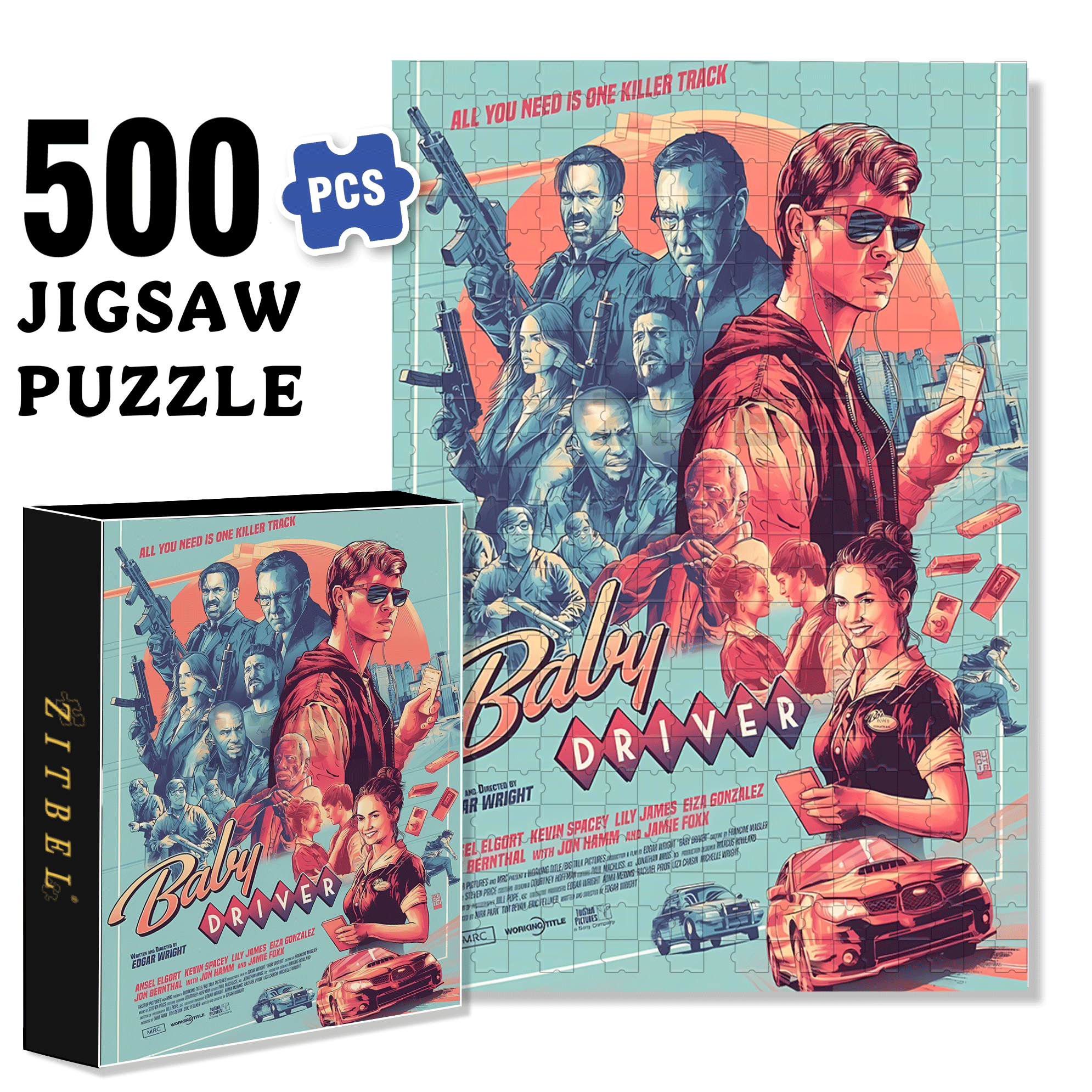 Baby Driver 500pcs/1000pcs Jigsaw Puzzle, Scratch-Resistant, Interactive Family Game & Brain-Boosting DIY Decor, Perfect for Halloween, Christmas & New Year Gifts, Family Puzzle Game