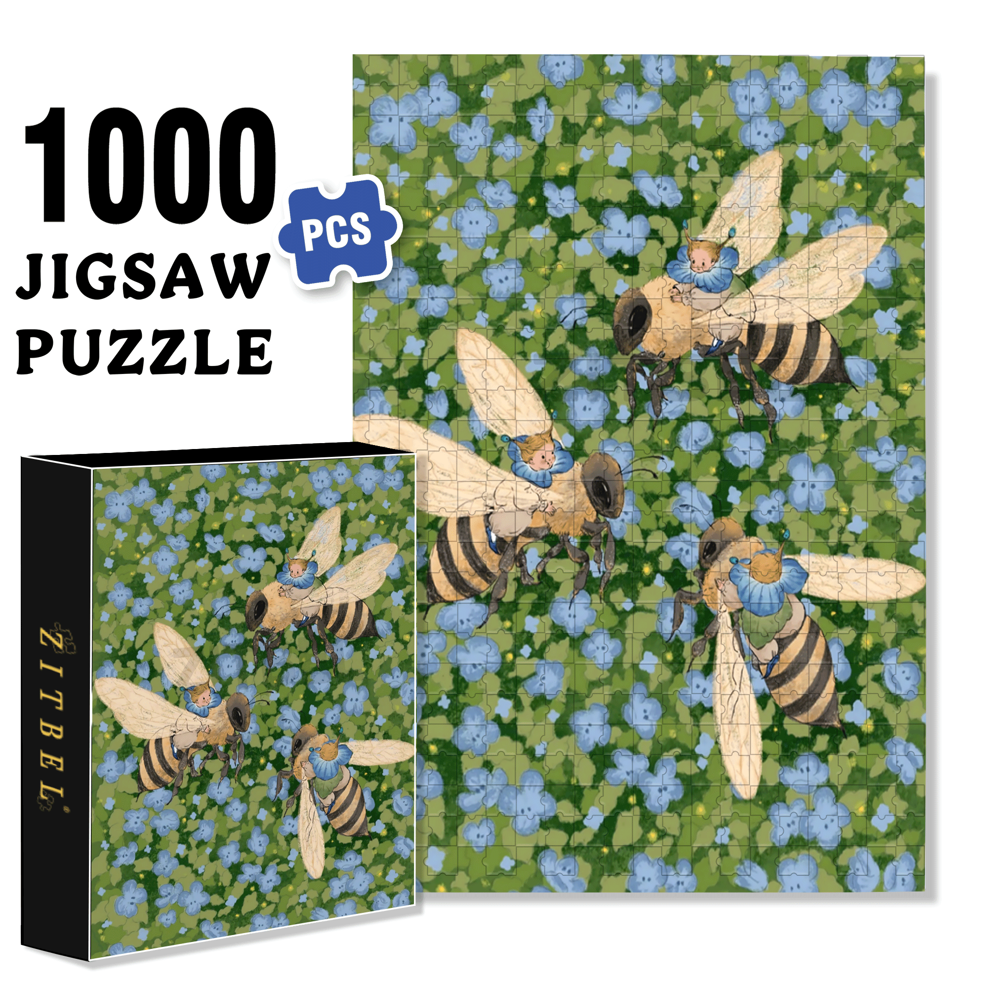 Bee Travel 500pcs/1000pcs Jigsaw Puzzle, Scratch-Resistant, Interactive Family Game & Brain-Boosting DIY Decor, Perfect for Halloween, Christmas & New Year Gifts, Family Puzzle Game