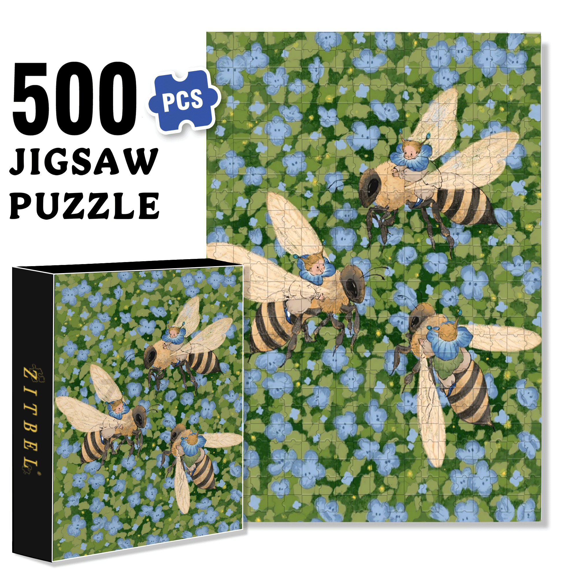 Bee Travel 500pcs/1000pcs Jigsaw Puzzle, Scratch-Resistant, Interactive Family Game & Brain-Boosting DIY Decor, Perfect for Halloween, Christmas & New Year Gifts, Family Puzzle Game