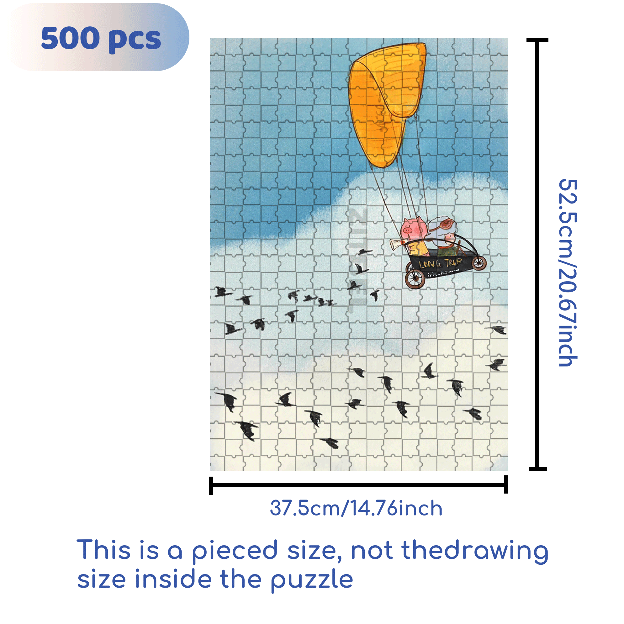 Bird Migration 500pcs/1000pcs Jigsaw Puzzle, Scratch-Resistant, Interactive Family Game & Brain-Boosting DIY Decor, Perfect for Halloween, Christmas & New Year Gifts, Family Puzzle Game