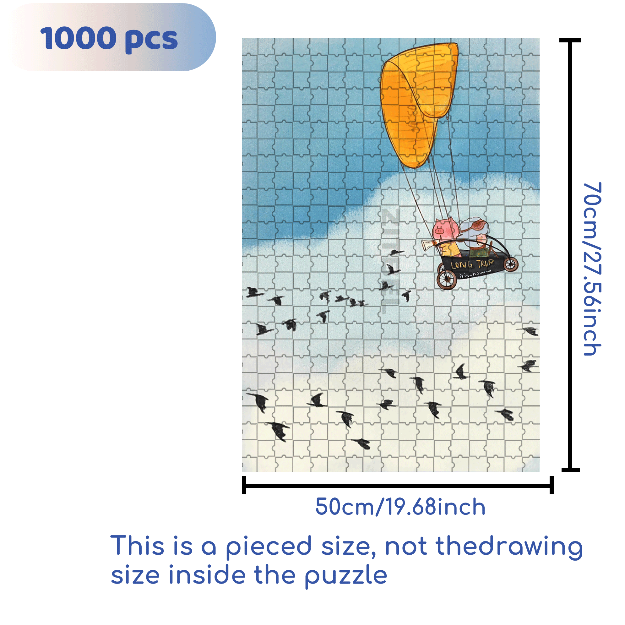 Bird Migration 500pcs/1000pcs Jigsaw Puzzle, Scratch-Resistant, Interactive Family Game & Brain-Boosting DIY Decor, Perfect for Halloween, Christmas & New Year Gifts, Family Puzzle Game