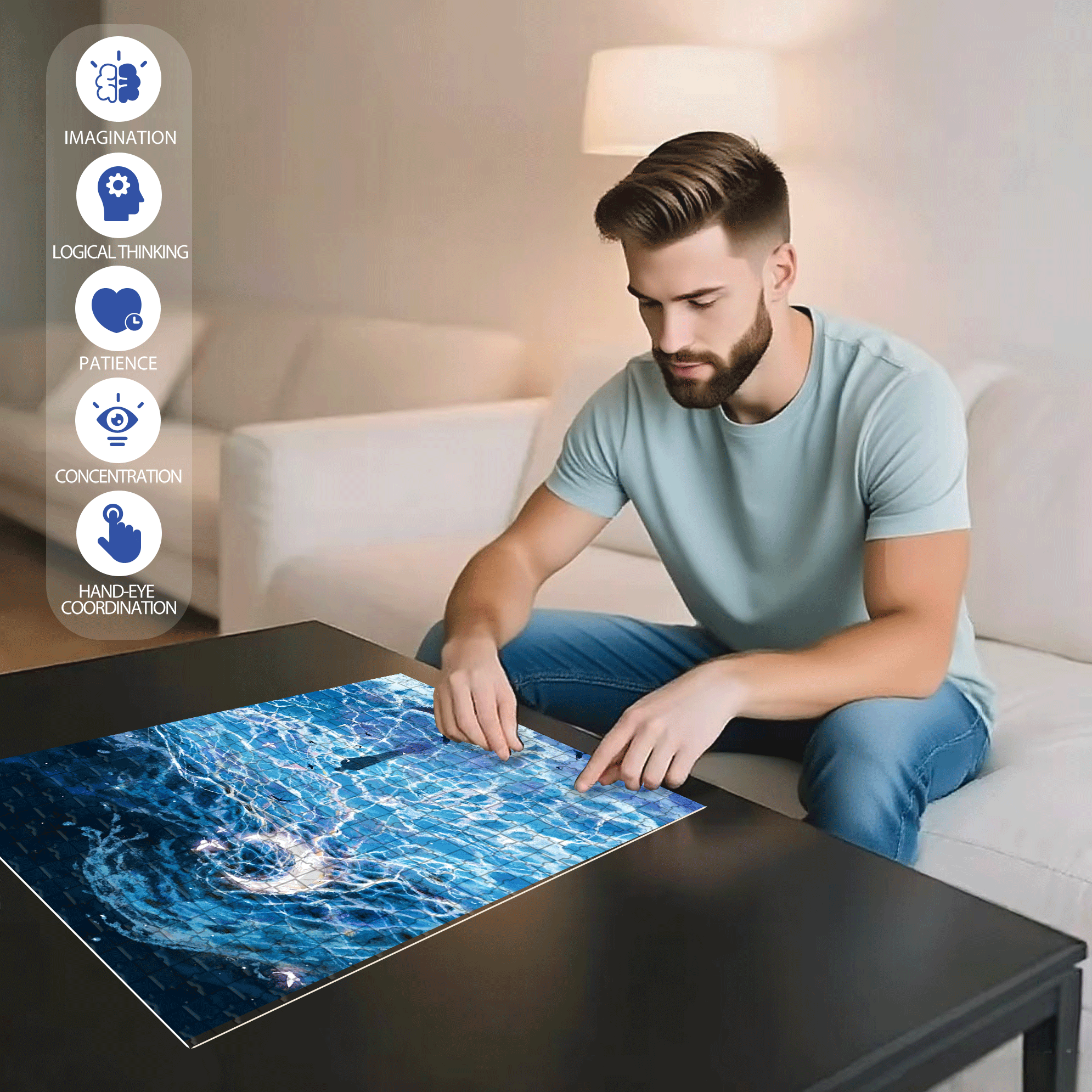 Butterflies and the Moon 500pcs/1000pcs Jigsaw Puzzle, Scratch-Resistant, Interactive Family Game & Brain-Boosting DIY Decor, Perfect for Halloween, Christmas & New Year Gifts, Family Puzzle Game