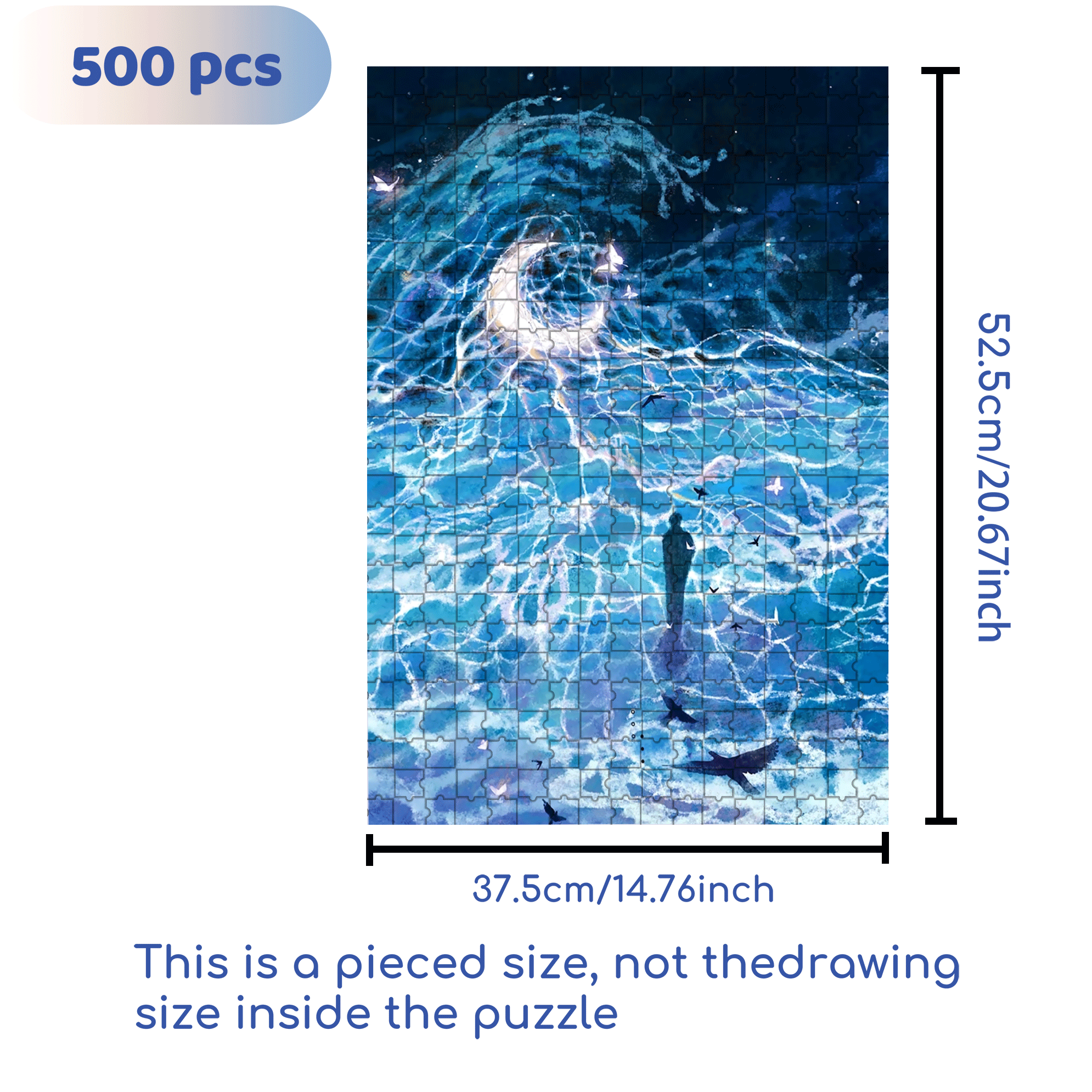 Butterflies and the Moon 500pcs/1000pcs Jigsaw Puzzle, Scratch-Resistant, Interactive Family Game & Brain-Boosting DIY Decor, Perfect for Halloween, Christmas & New Year Gifts, Family Puzzle Game
