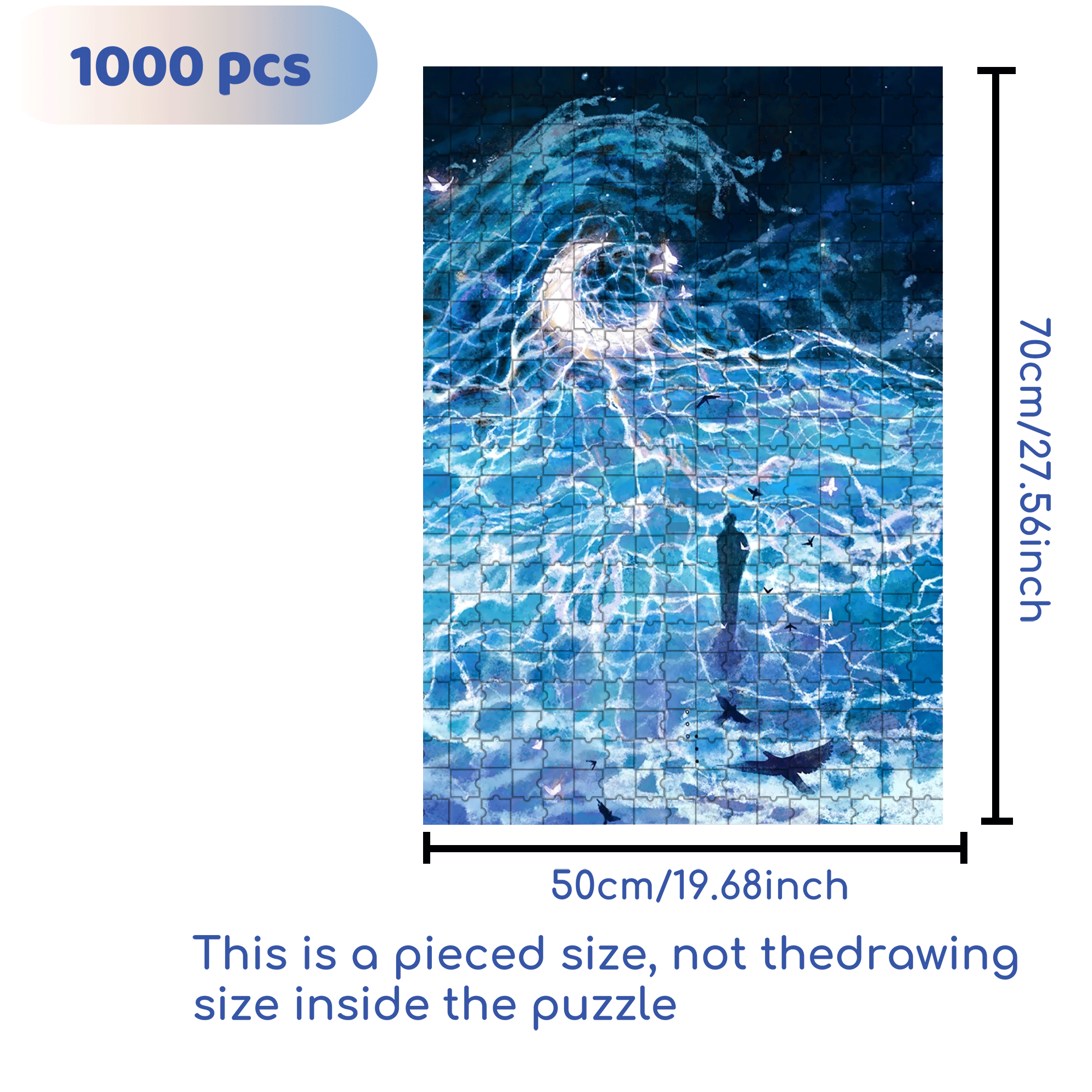 Butterflies and the Moon 500pcs/1000pcs Jigsaw Puzzle, Scratch-Resistant, Interactive Family Game & Brain-Boosting DIY Decor, Perfect for Halloween, Christmas & New Year Gifts, Family Puzzle Game