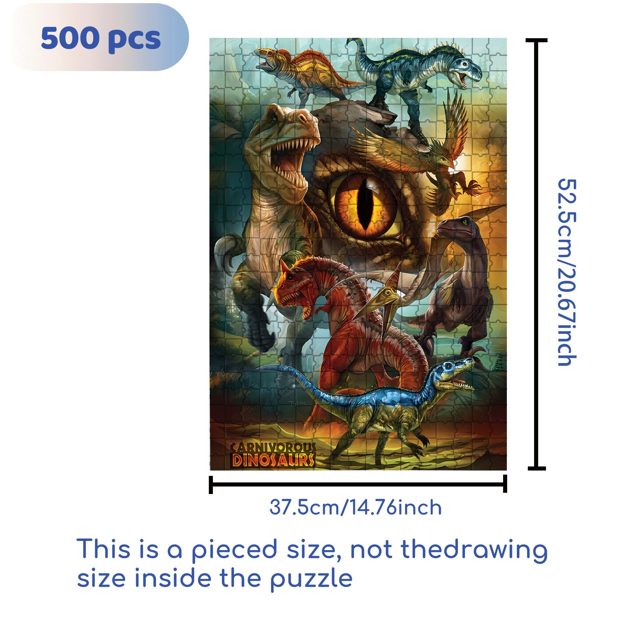 Carnivorous Dinosaurs 500pcs/1000pcs Jigsaw Puzzle, Scratch-Resistant, Interactive Family Game & Brain-Boosting DIY Decor, Perfect for Halloween, Christmas & New Year Gifts, Family Puzzle Game