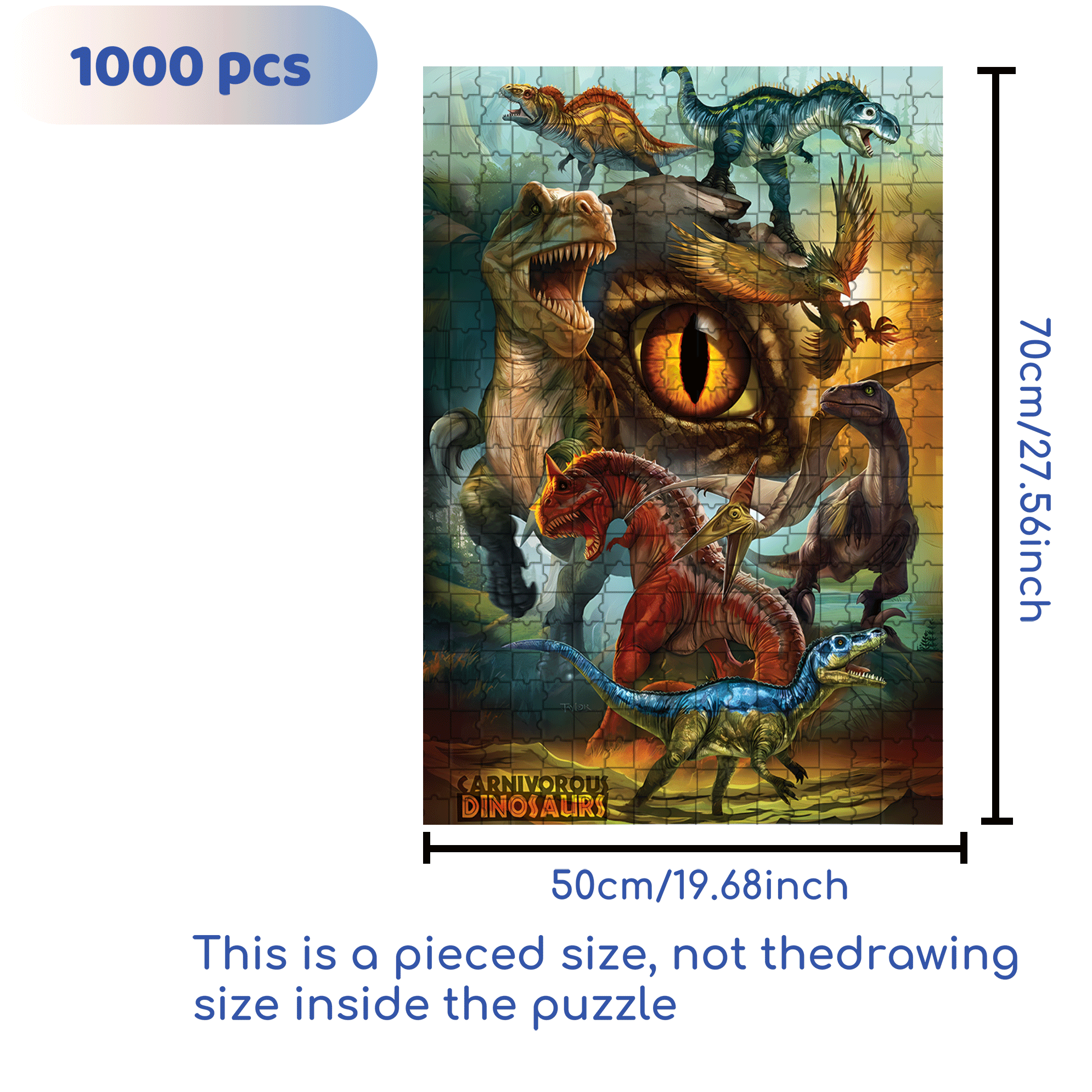 Carnivorous Dinosaurs 500pcs/1000pcs Jigsaw Puzzle, Scratch-Resistant, Interactive Family Game & Brain-Boosting DIY Decor, Perfect for Halloween, Christmas & New Year Gifts, Family Puzzle Game