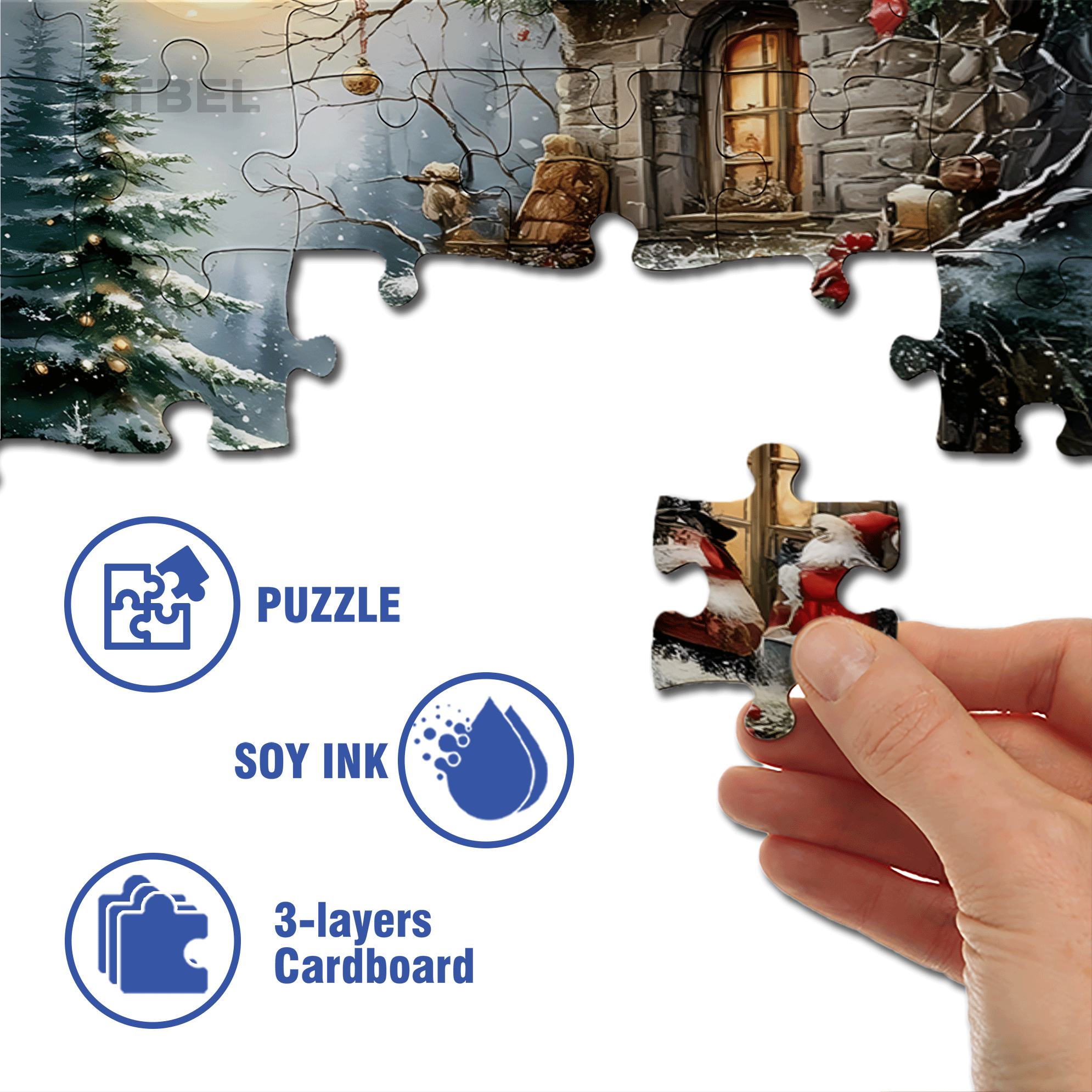 Christmas Reindeer 500pcs/1000pcs Jigsaw Puzzle, Scratch-Resistant, Interactive Family Game & Brain-Boosting DIY Decor, Perfect for Halloween, Christmas & New Year Gifts, Family Puzzle Game