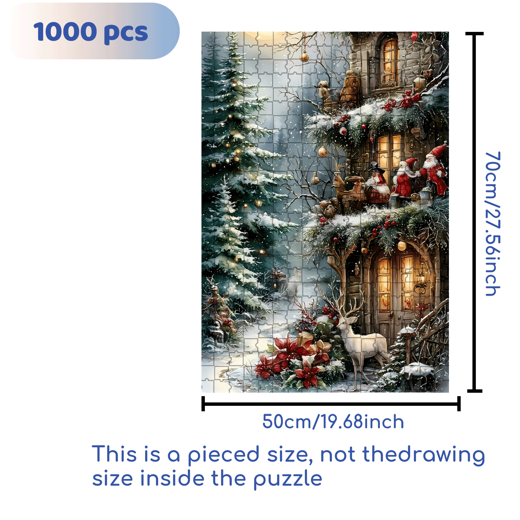 Christmas Reindeer 500pcs/1000pcs Jigsaw Puzzle, Scratch-Resistant, Interactive Family Game & Brain-Boosting DIY Decor, Perfect for Halloween, Christmas & New Year Gifts, Family Puzzle Game