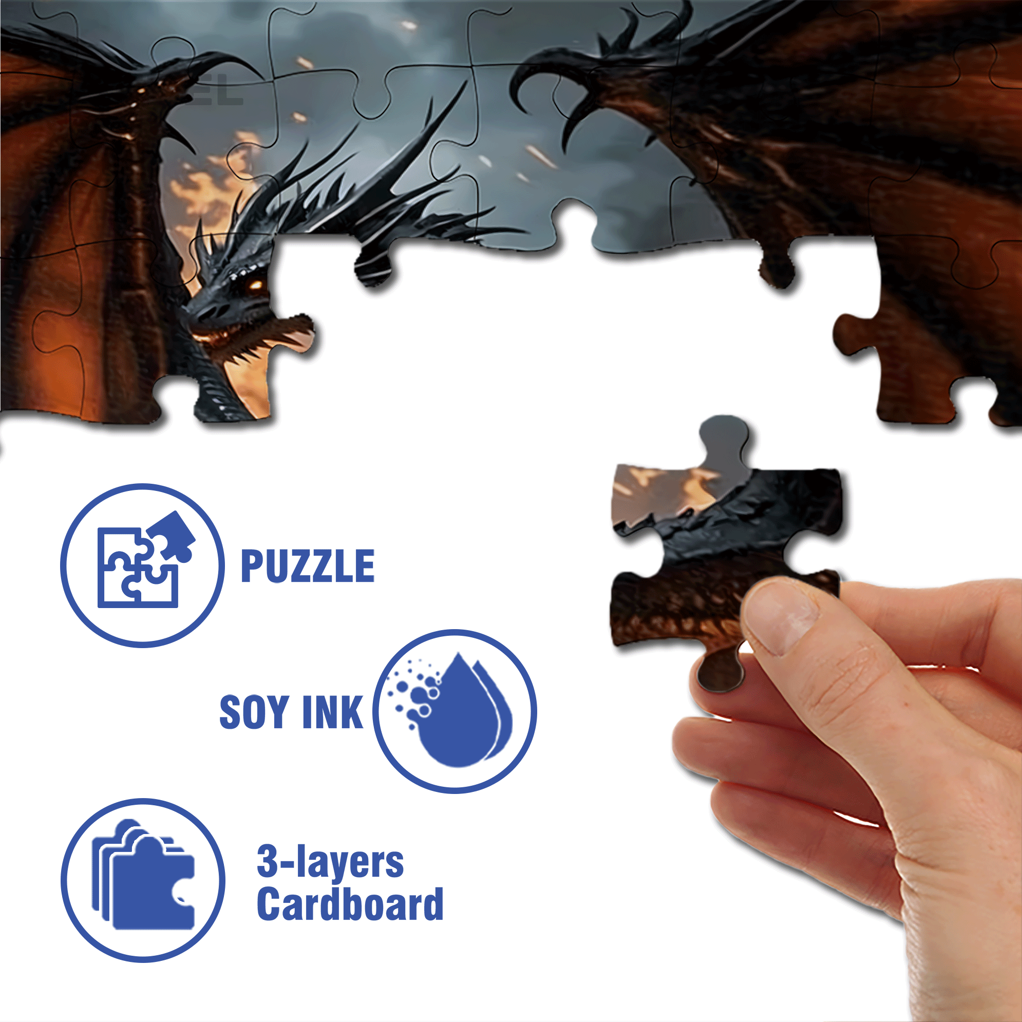 Fantasy Dragon 500pcs/1000pcs Jigsaw Puzzle, Scratch-Resistant, Interactive Family Game & Brain-Boosting DIY Decor, Perfect for Halloween, Christmas & New Year Gifts, Family Puzzle Game