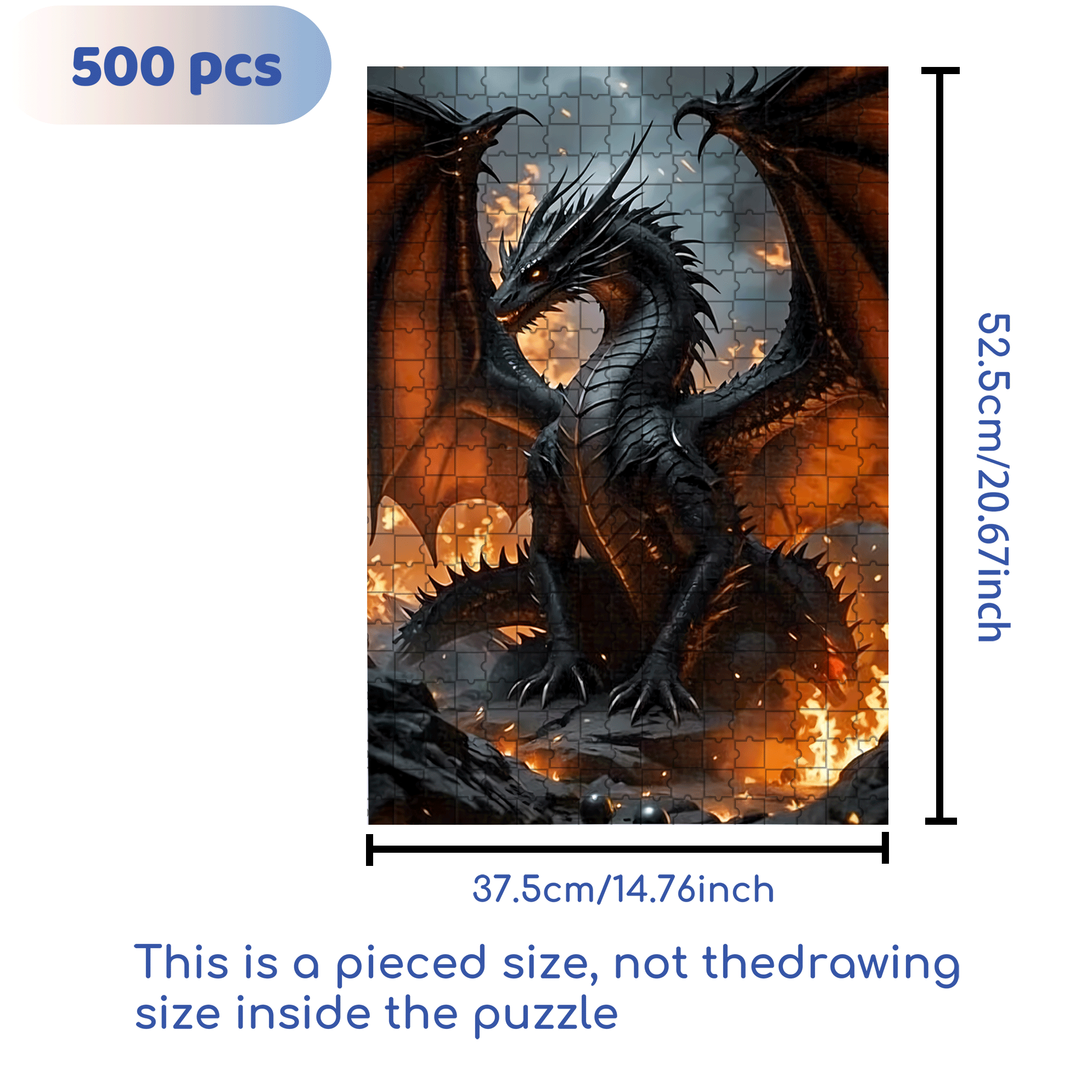Fantasy Dragon 500pcs/1000pcs Jigsaw Puzzle, Scratch-Resistant, Interactive Family Game & Brain-Boosting DIY Decor, Perfect for Halloween, Christmas & New Year Gifts, Family Puzzle Game