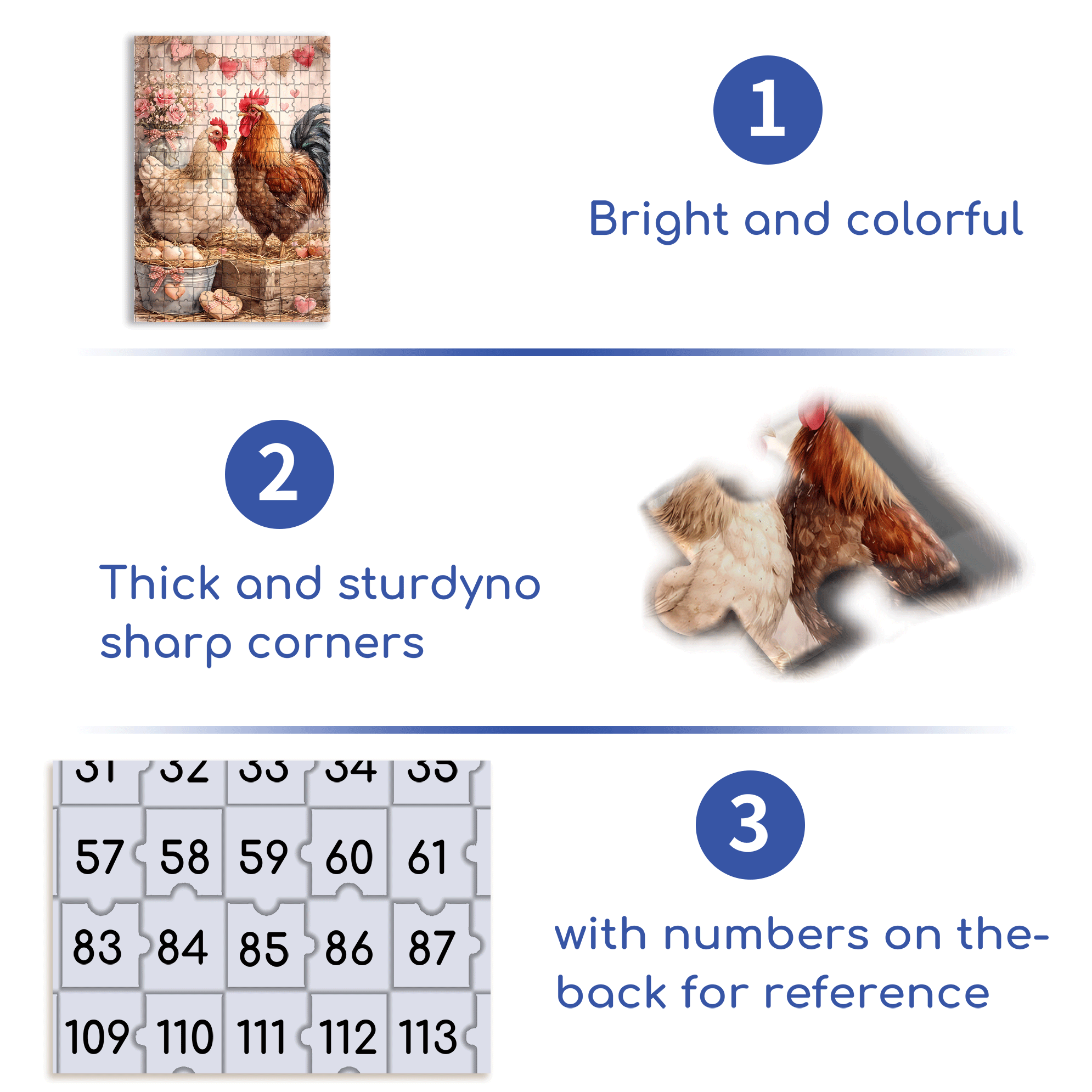 Farm Chickens 500pcs/1000pcs Jigsaw Puzzle, Scratch-Resistant, Interactive Family Game & Brain-Boosting DIY Decor, Perfect for Halloween, Christmas & New Year Gifts, Family Puzzle Game