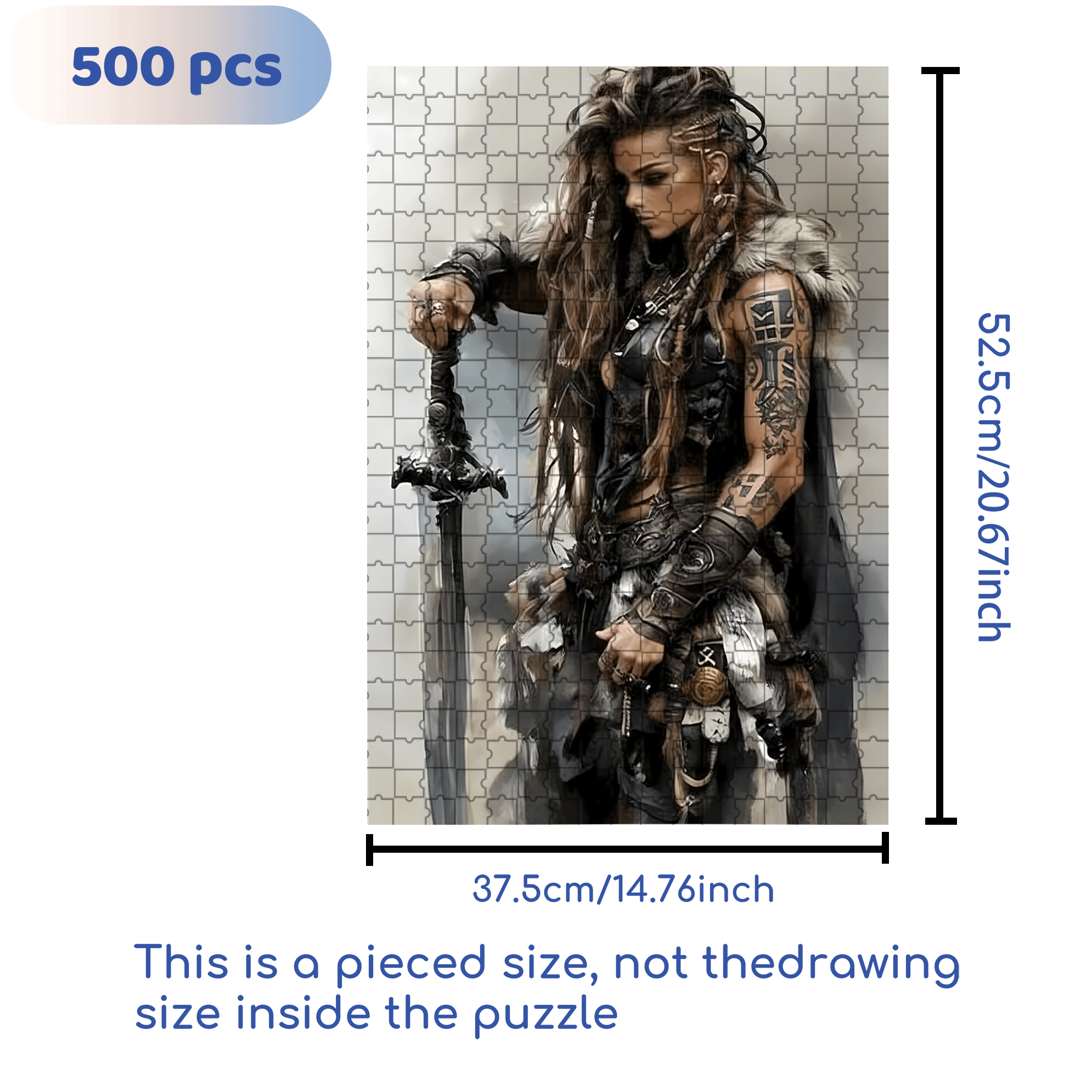 Fierce Female Warrior 500pcs/1000pcs Jigsaw Puzzle, Scratch-Resistant, Interactive Family Game & Brain-Boosting DIY Decor, Perfect for Halloween, Christmas & New Year Gifts, Family Puzzle Game