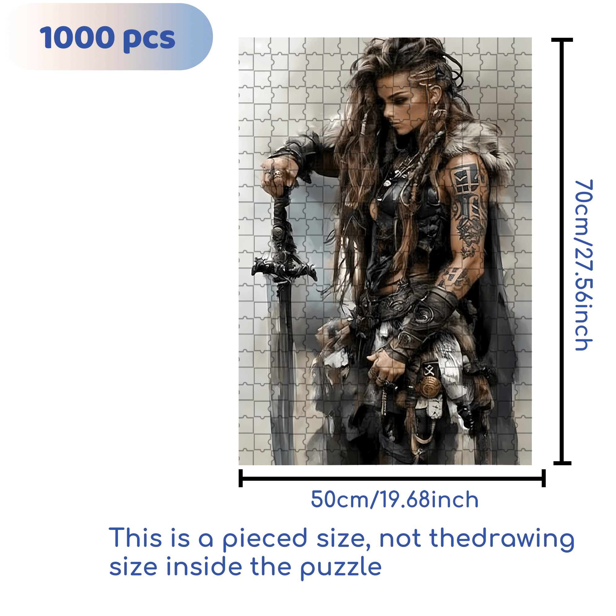 Fierce Female Warrior 500pcs/1000pcs Jigsaw Puzzle, Scratch-Resistant, Interactive Family Game & Brain-Boosting DIY Decor, Perfect for Halloween, Christmas & New Year Gifts, Family Puzzle Game